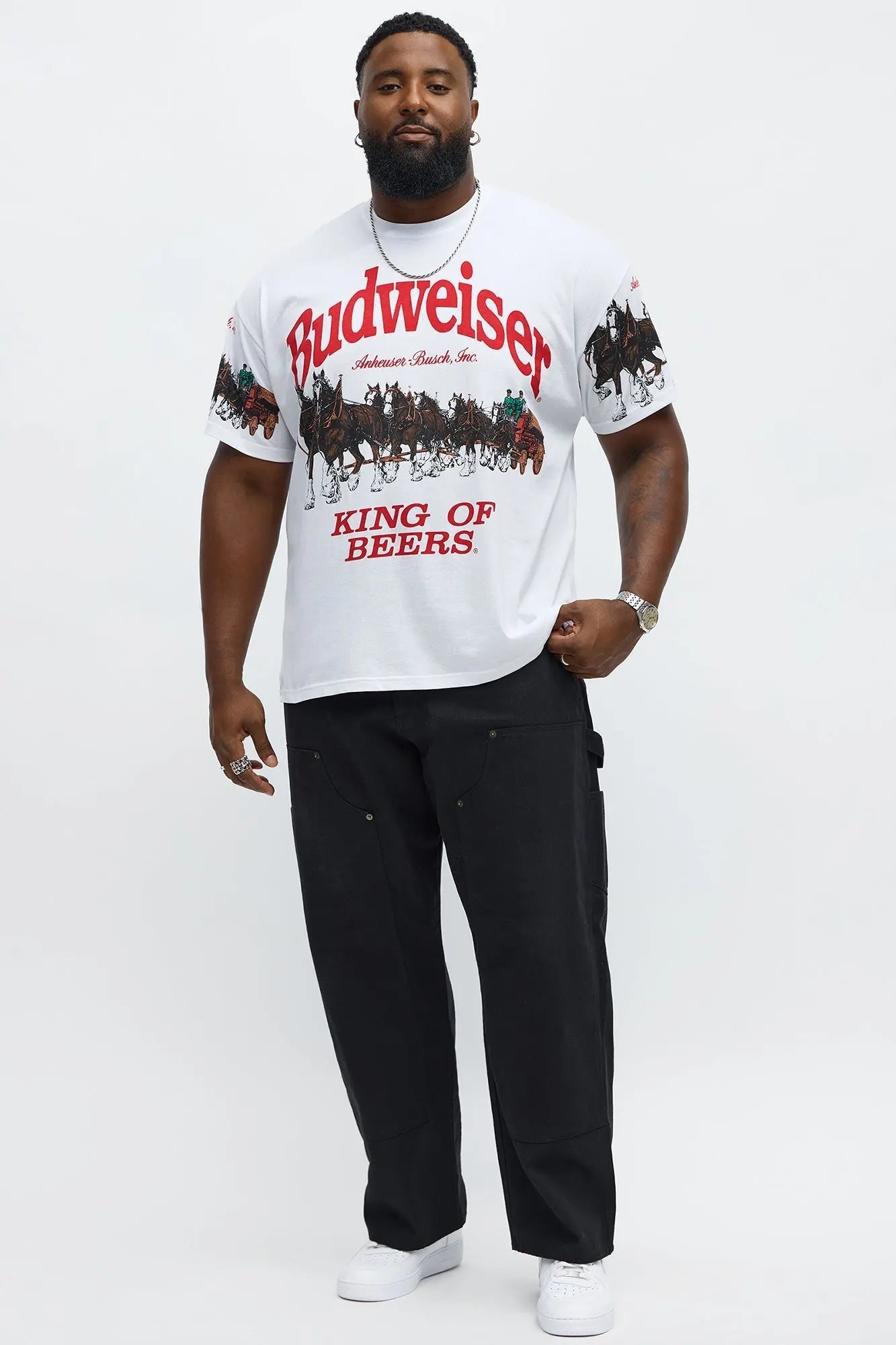 Budweiser King Of Beers Clydesdales Short Sleeve Tee - White