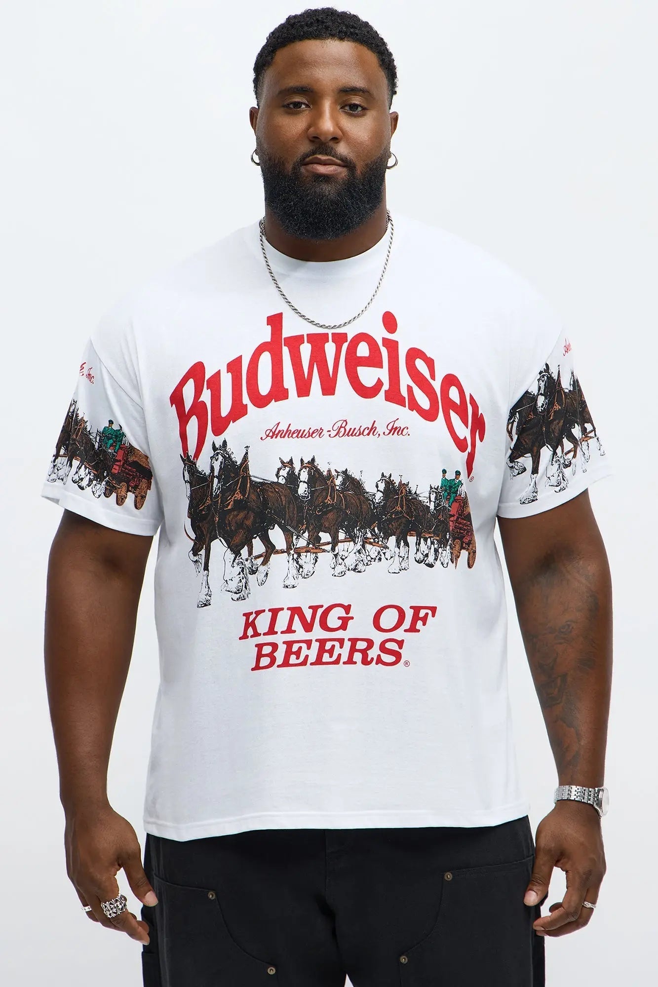 Budweiser King Of Beers Clydesdales Short Sleeve Tee - White
