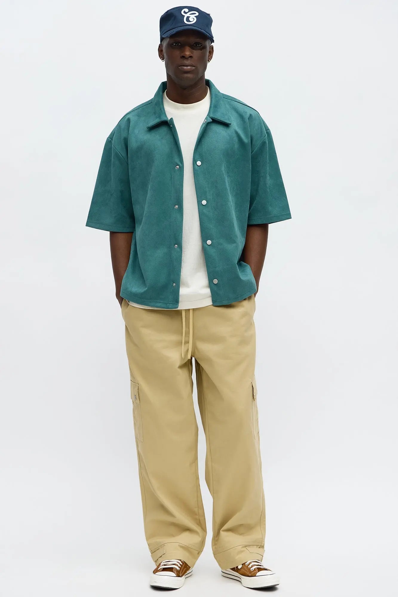 Relaxed Suede NO. 9 Button Up Shirt - Hunter Green