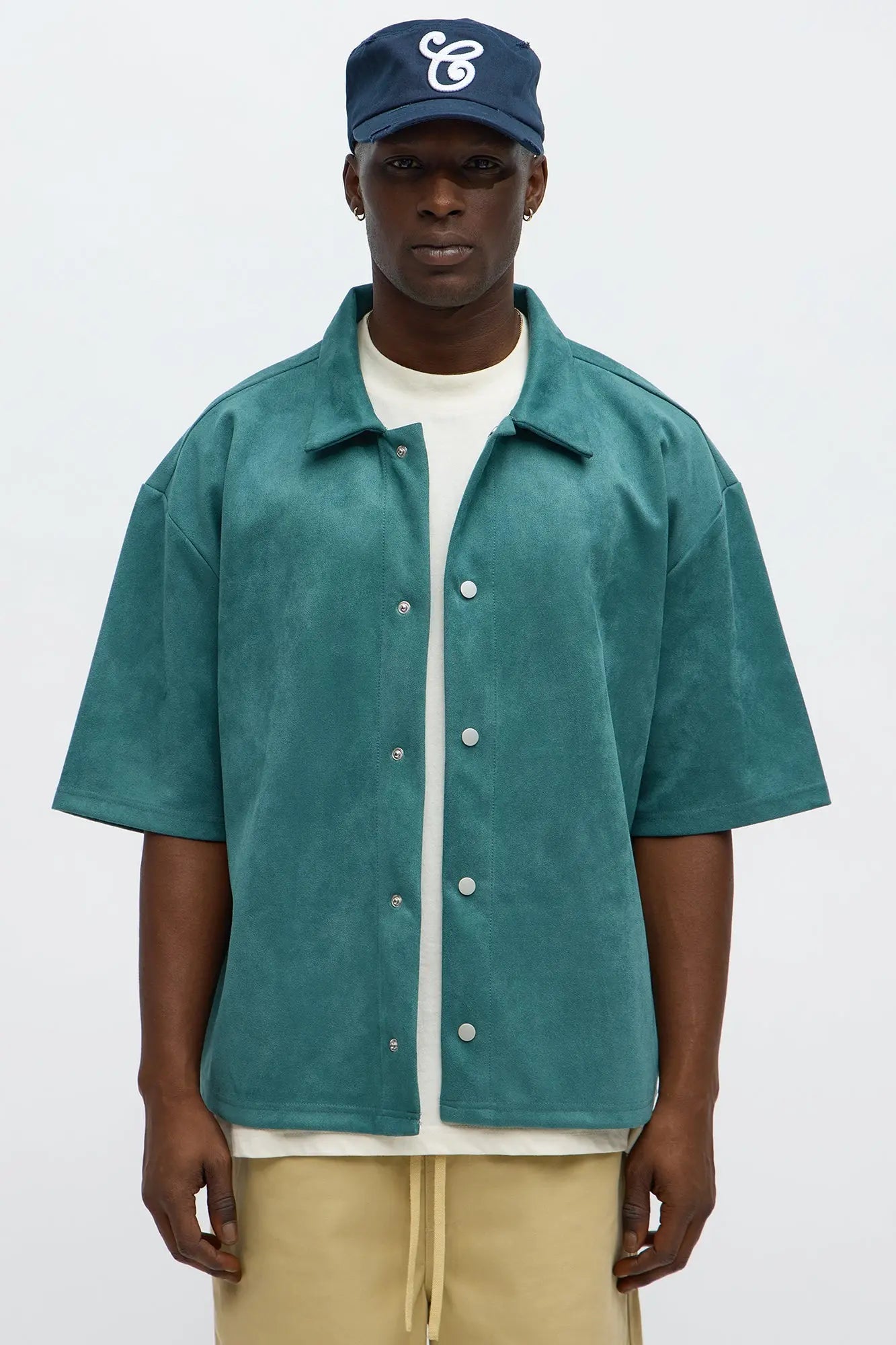 Relaxed Suede NO. 9 Button Up Shirt - Hunter Green