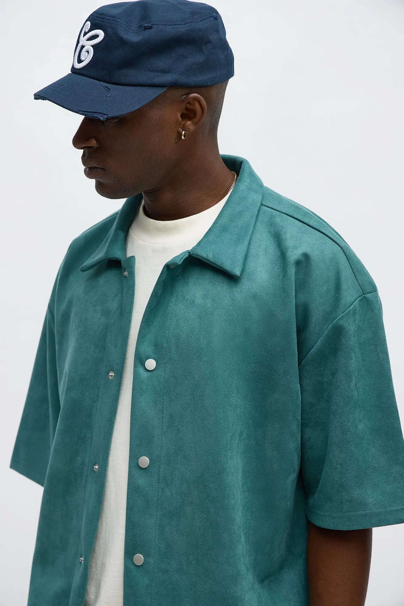 Relaxed Suede NO. 9 Button Up Shirt - Hunter Green