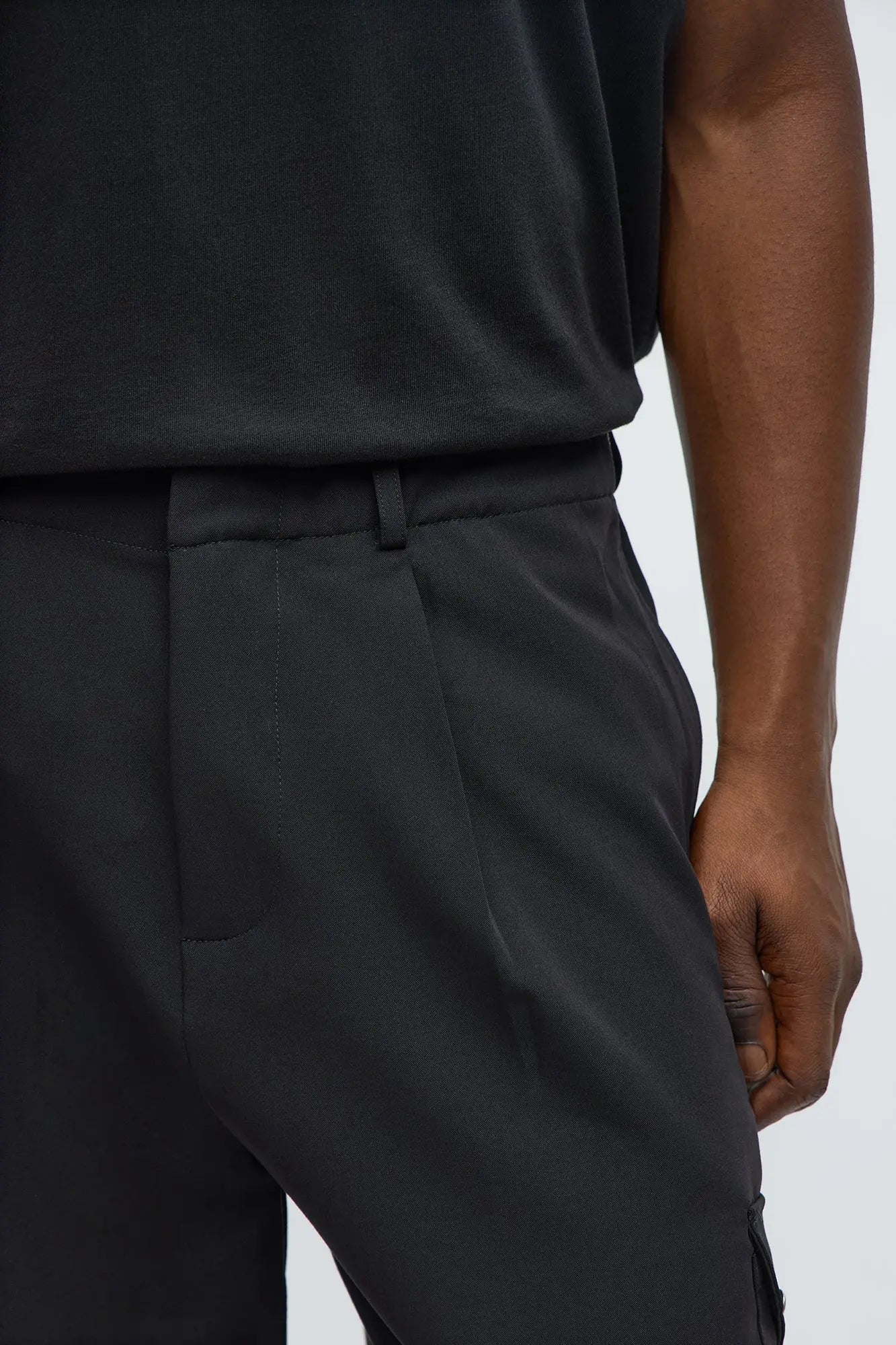 Straight Erod Pleat Trouser - Black