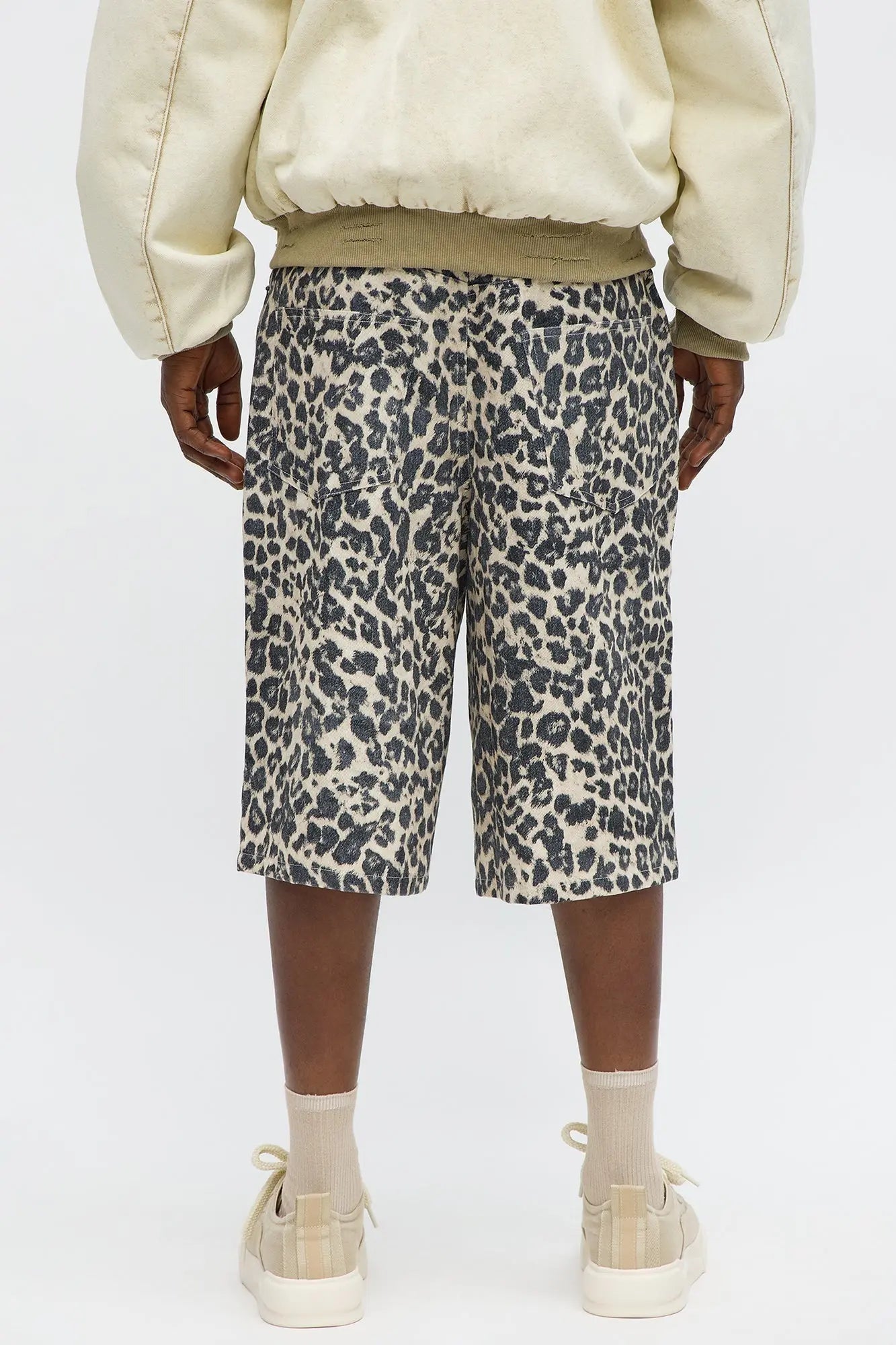 Baggy Sinner Leopard Denim Short - Brown/combo