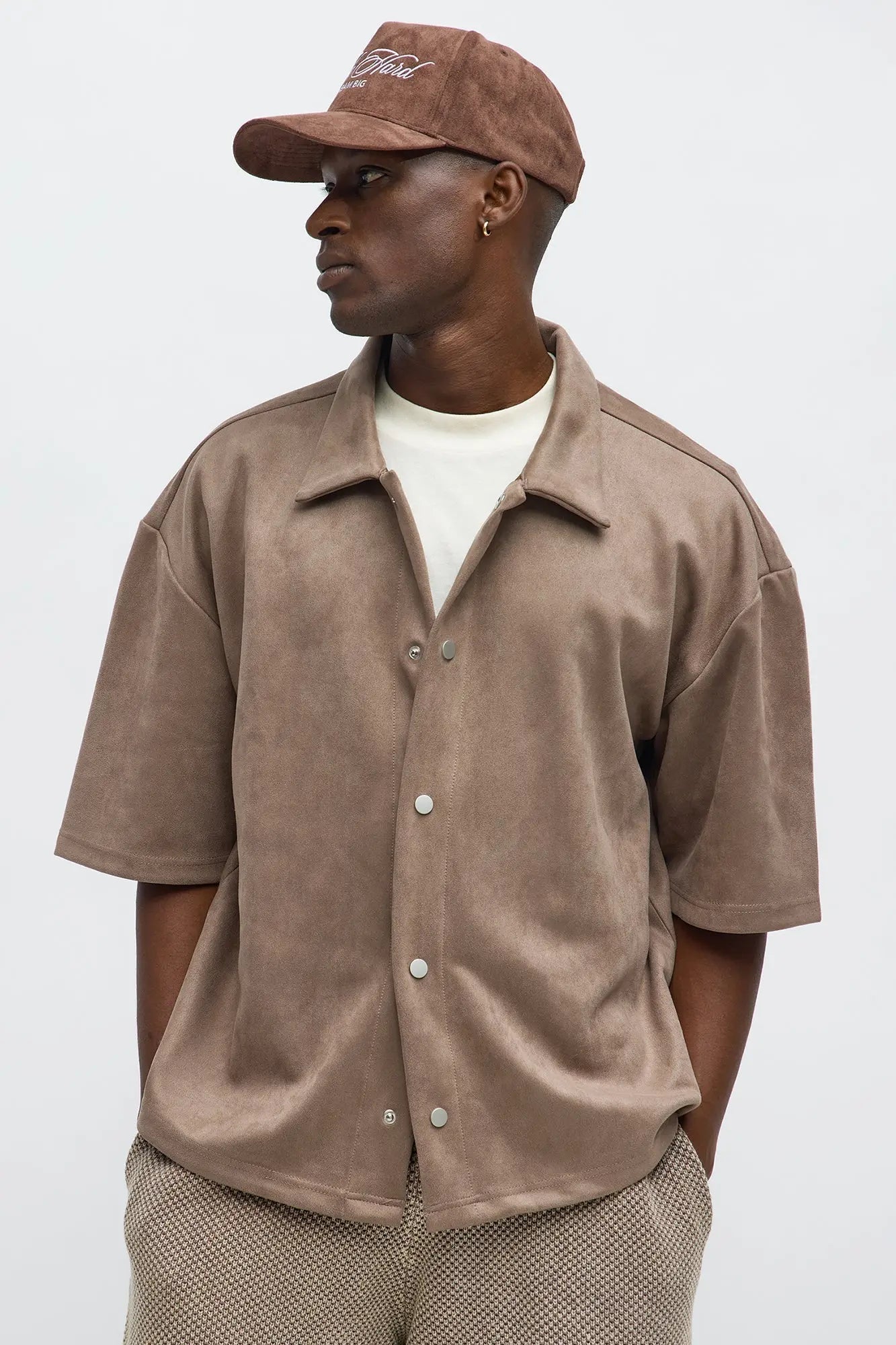 Relaxed Suede NO. 9 Button Up Shirt - Taupe