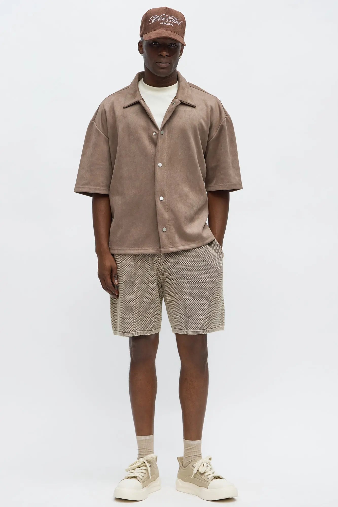 Relaxed Suede NO. 9 Button Up Shirt - Taupe