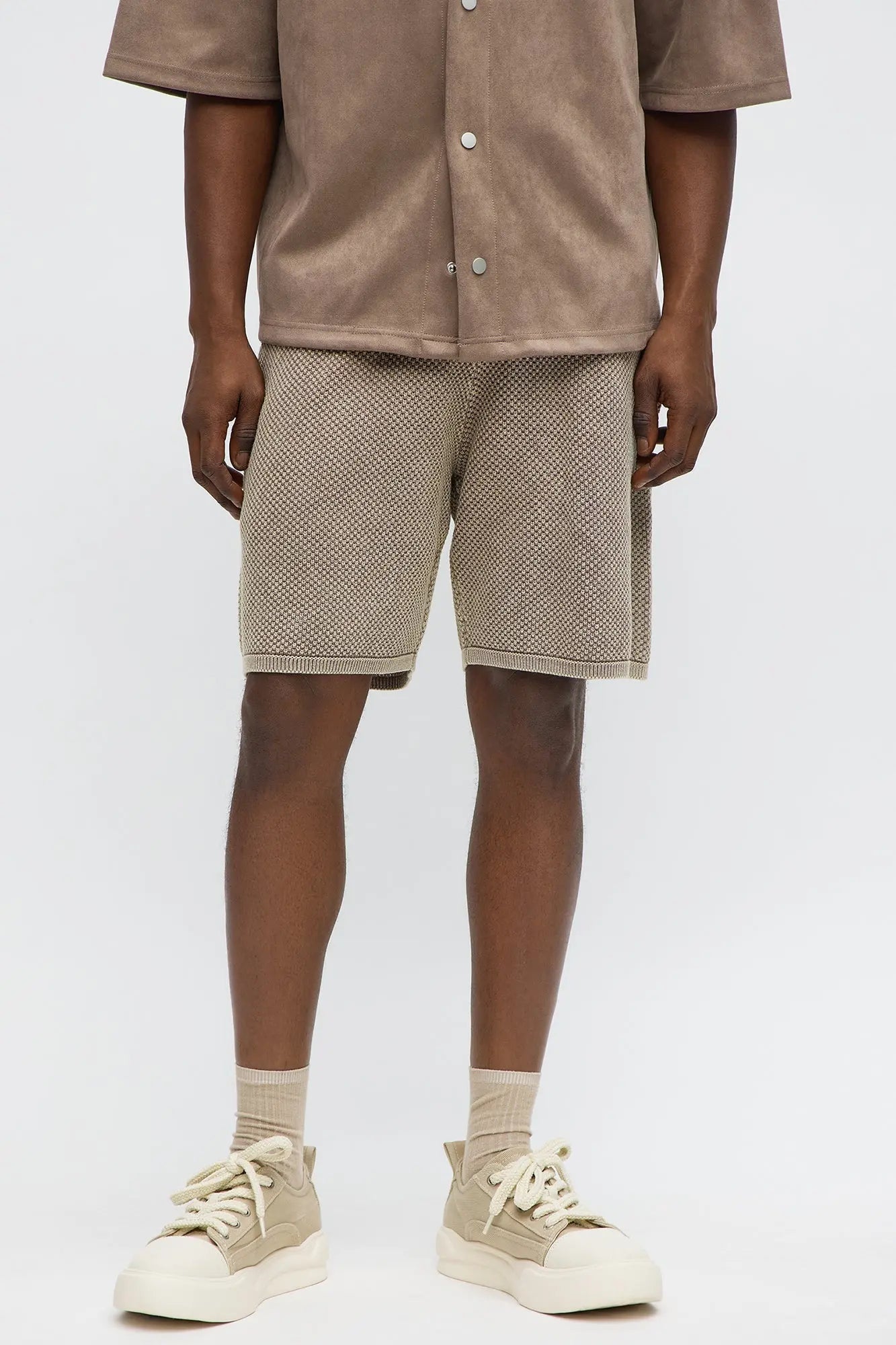 Relaxed Washed Knit Short - Brown/combo