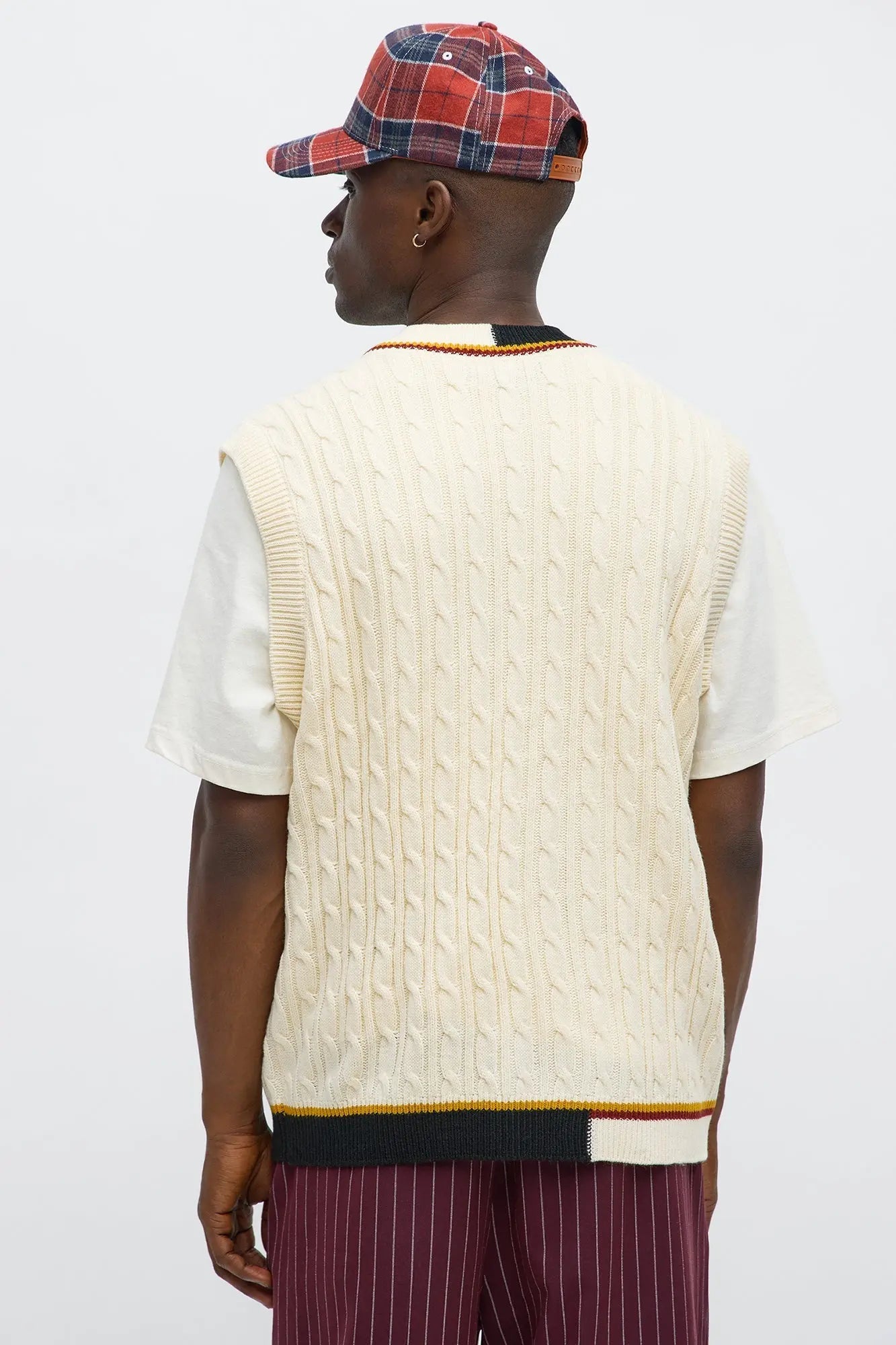 Rowen Cable Knit Sweater Vest - Cream/combo