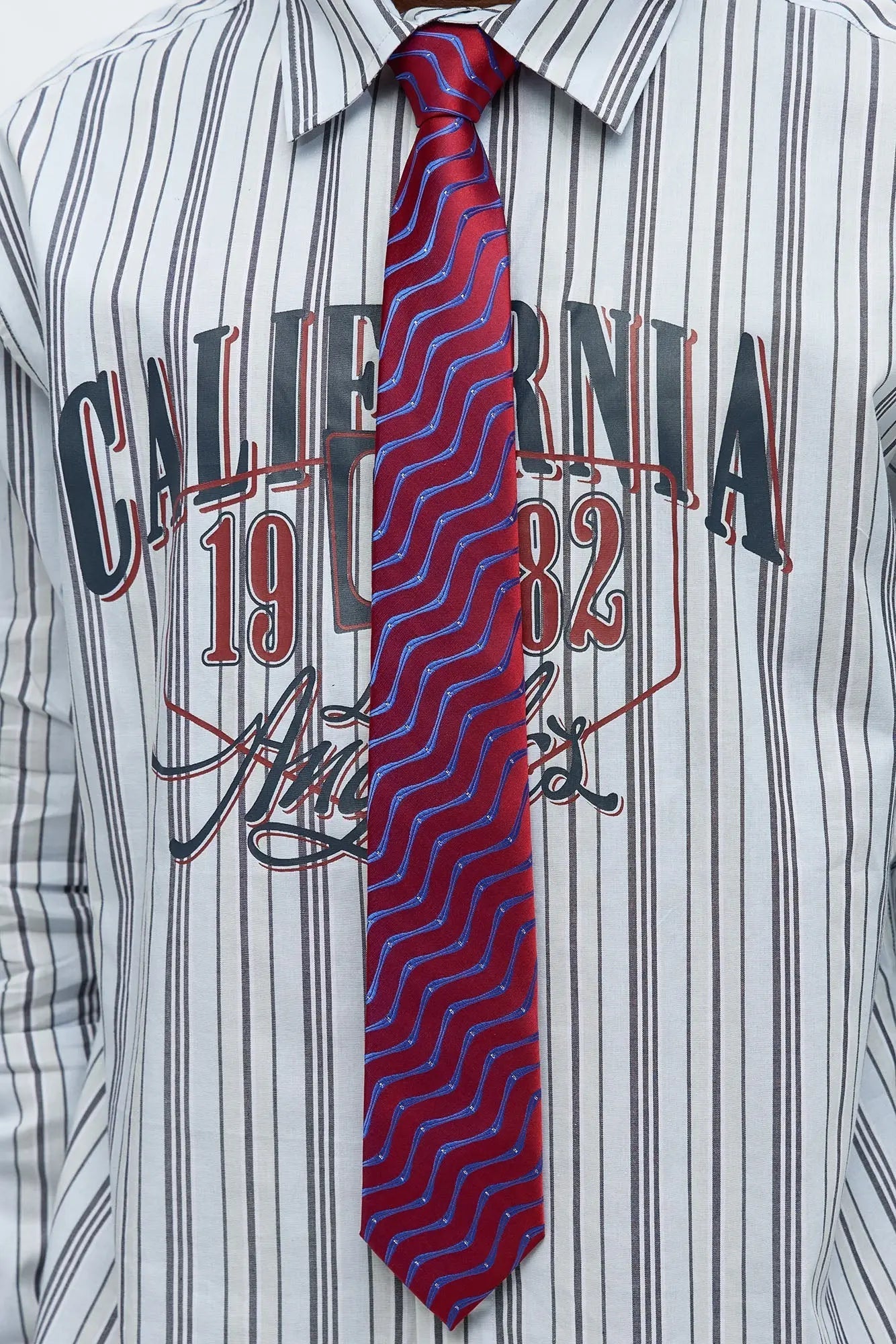 California 1932 Long Sleeve Shirt With Tie - Blue/combo