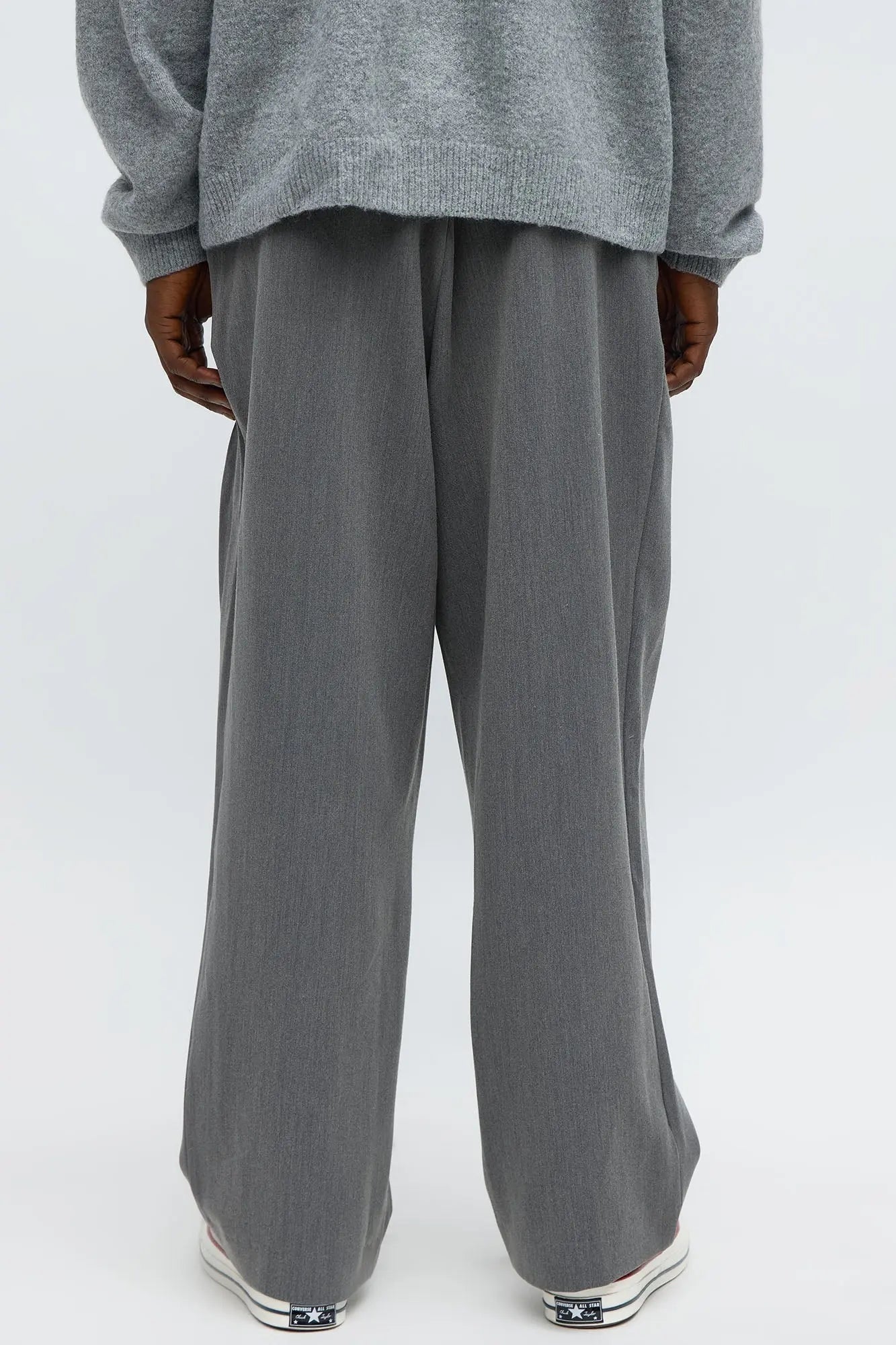 Baggy Upper East Side Asymmetrical Button Trouser - Charcoal