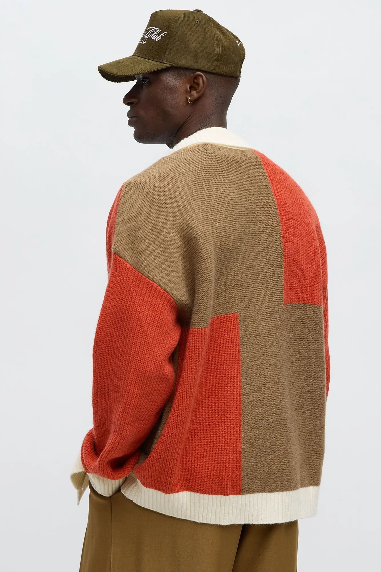 Home Hearth Collared Cardigan - Rust/combo