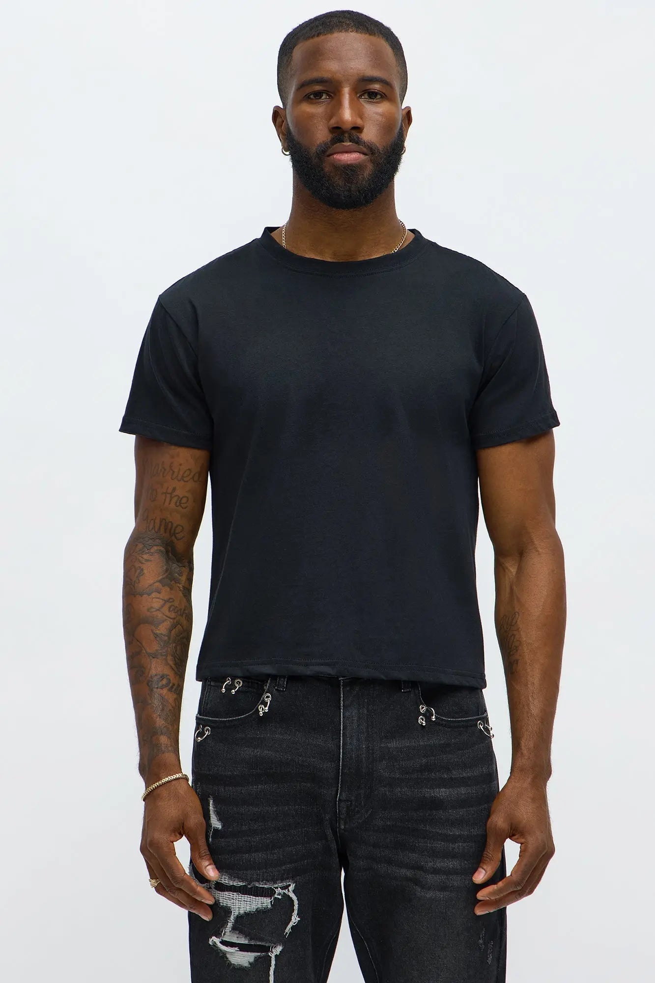 Cropped Crew Baby Tee - Black
