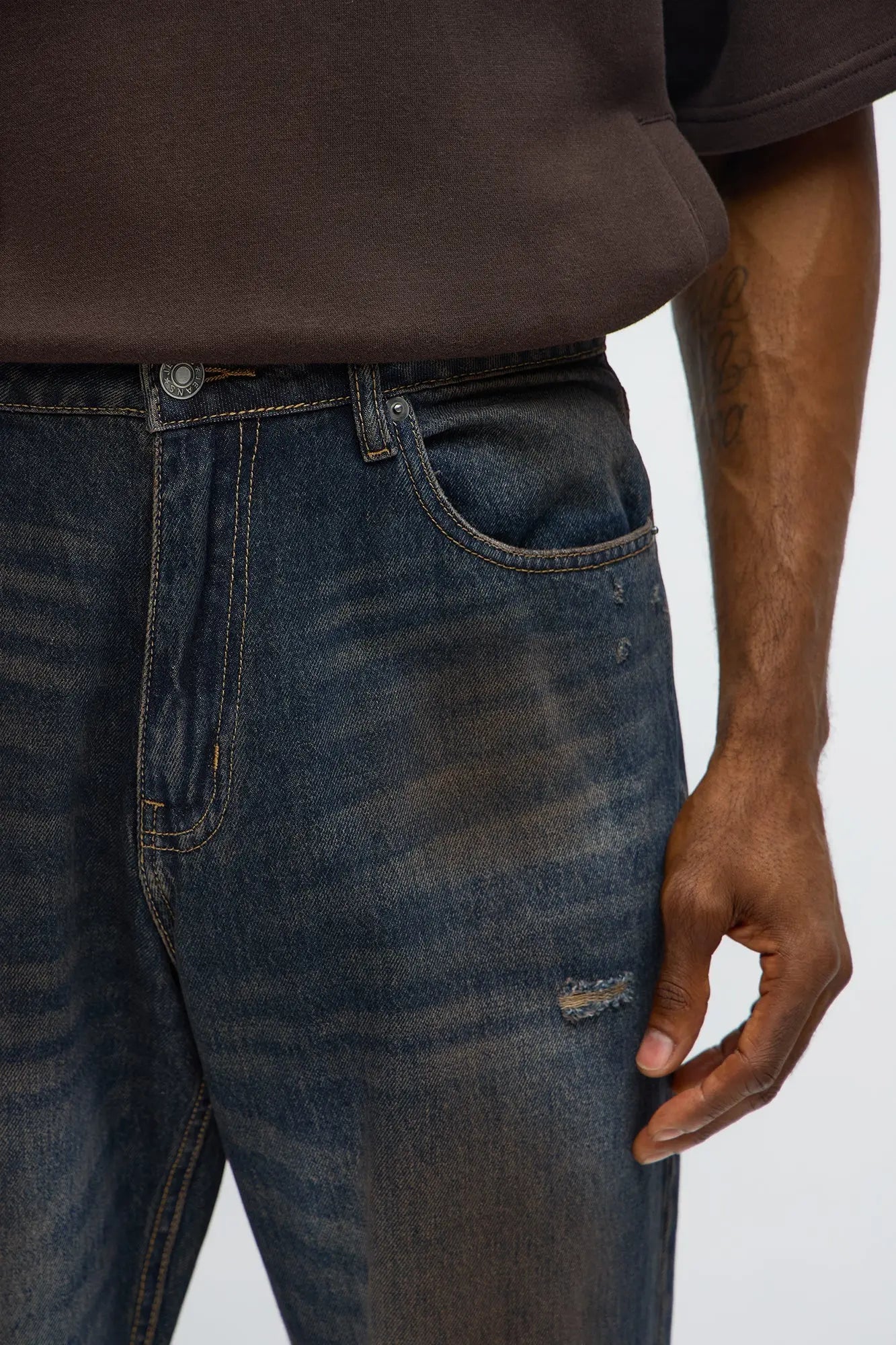 Slim To Put In The Works Ripped Jeans - Dark Wash