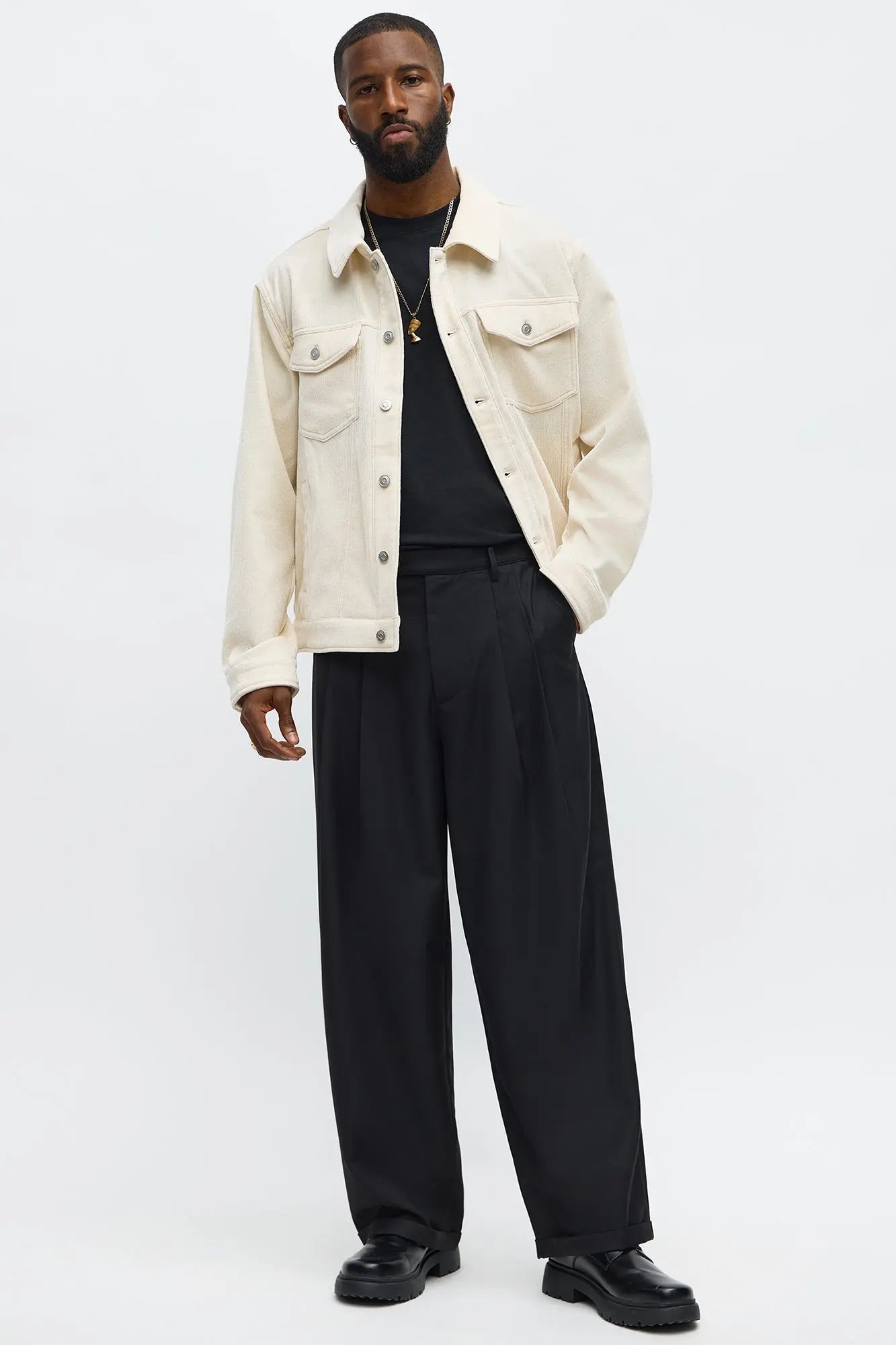 Baggy Pleated Everyday Trouser - Black