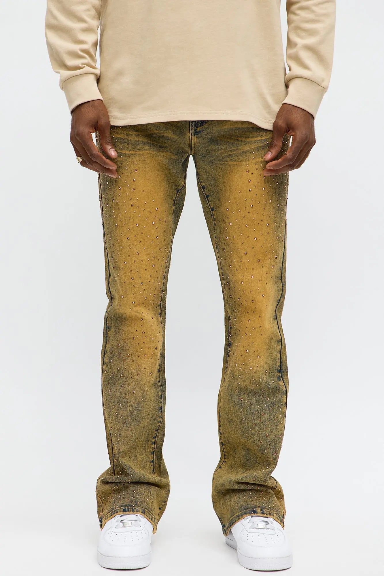 Stacked Skinny Flare Be Jeweled Up Jeans - Vintage Wash