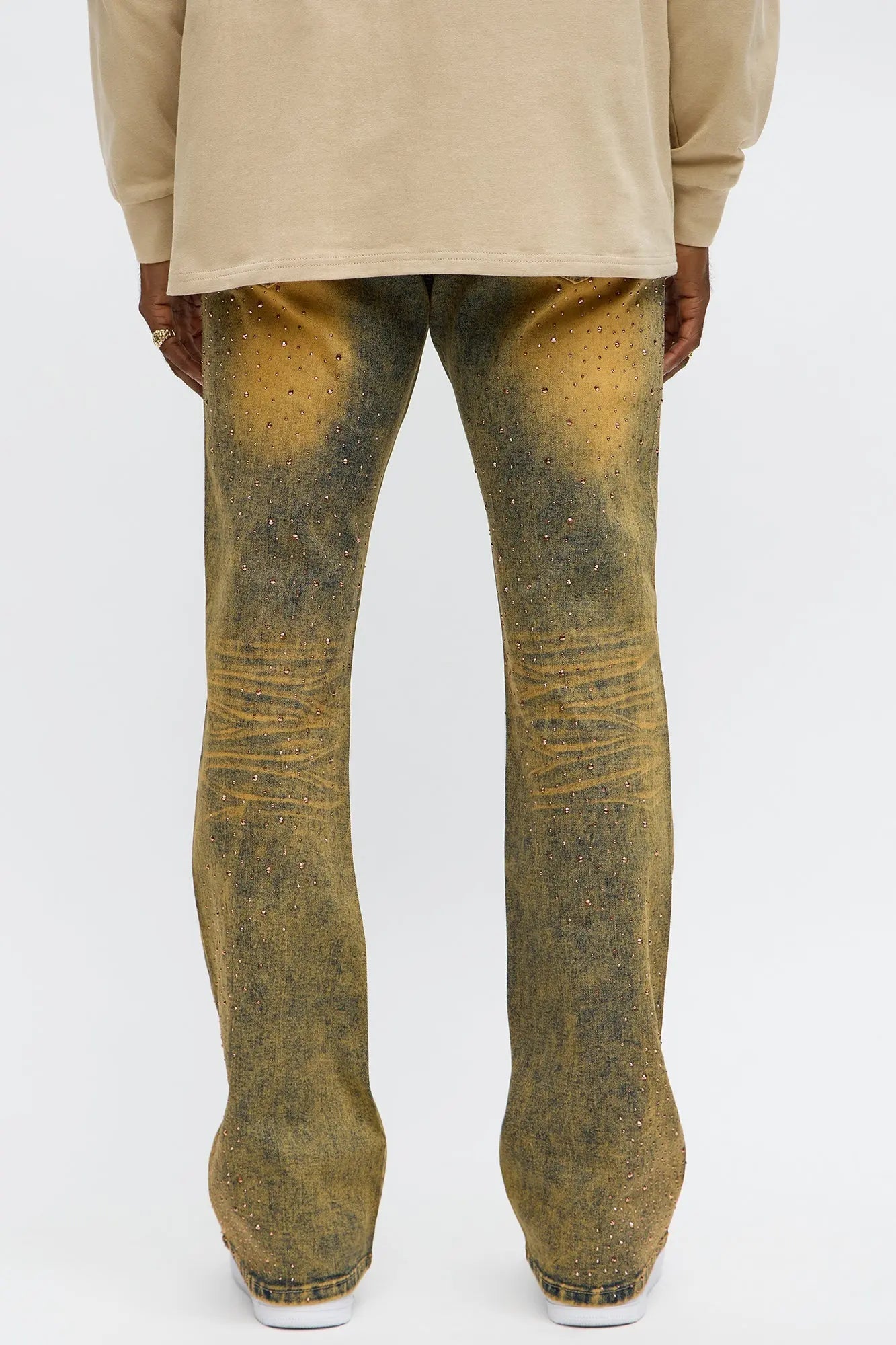Stacked Skinny Flare Be Jeweled Up Jeans - Vintage Wash