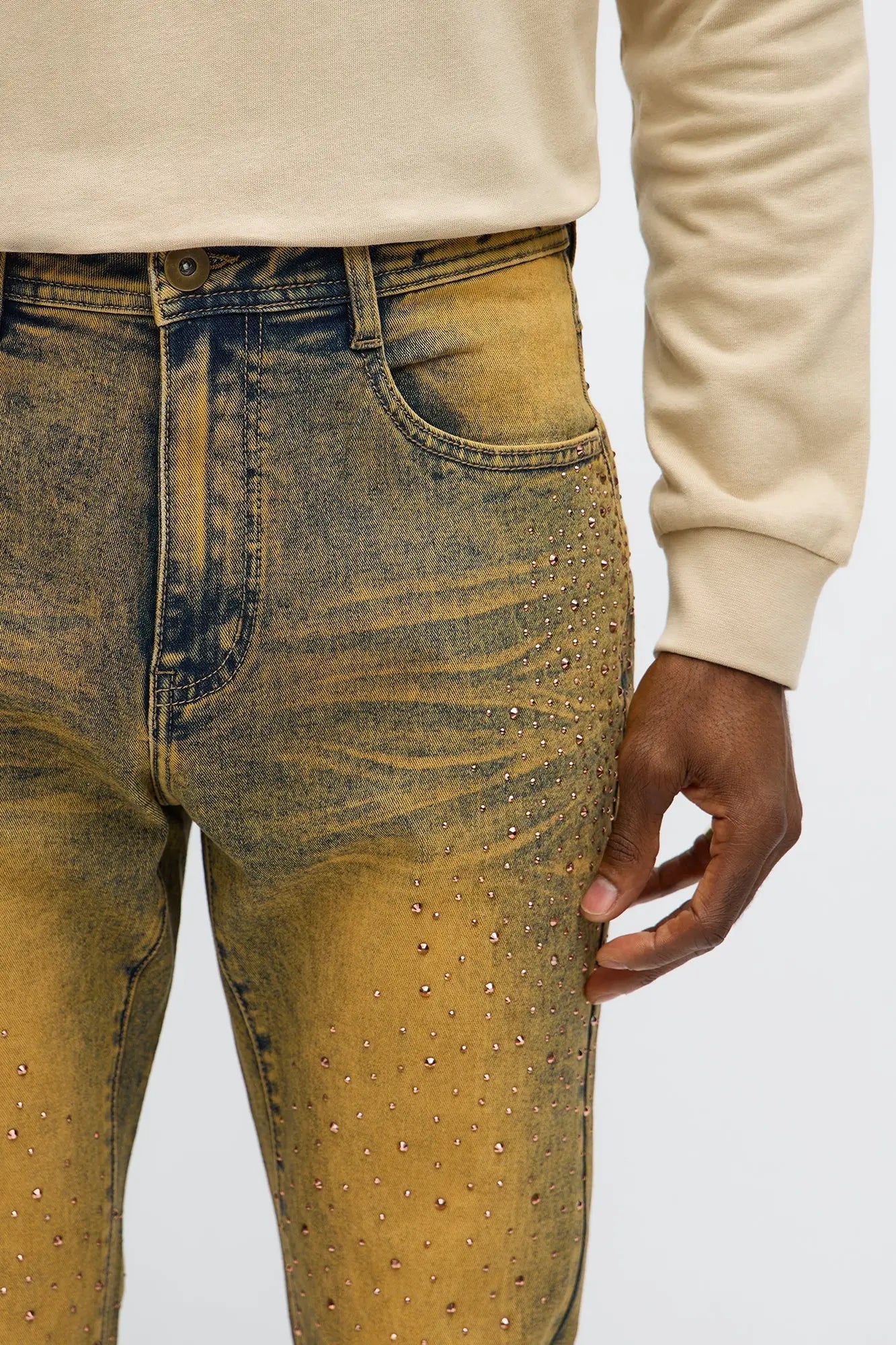 Stacked Skinny Flare Be Jeweled Up Jeans - Vintage Wash