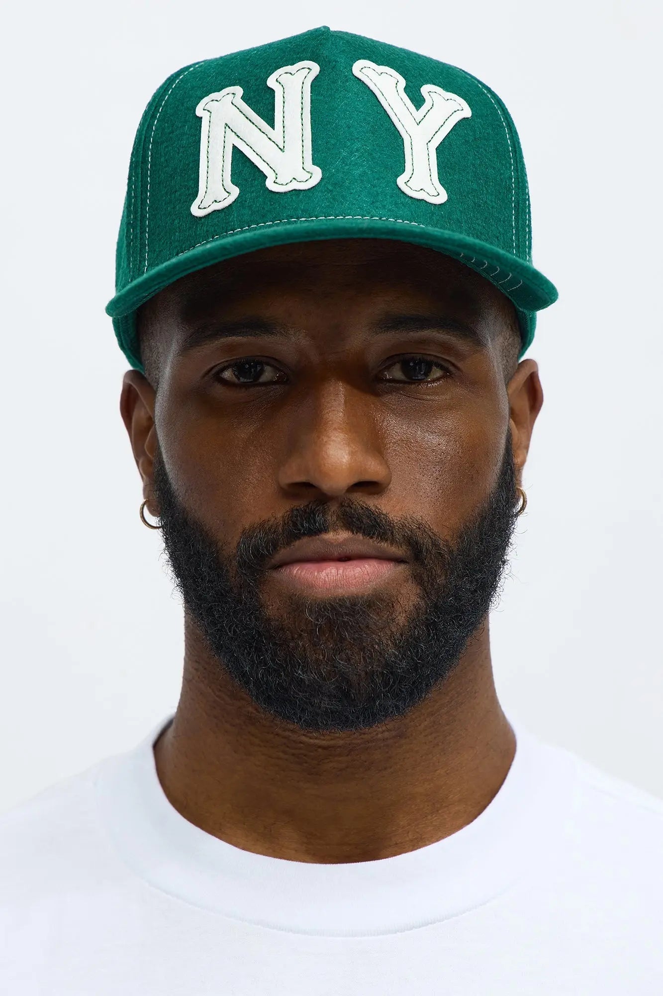NY Contrast Stitch Textured Snapback Hat - Green