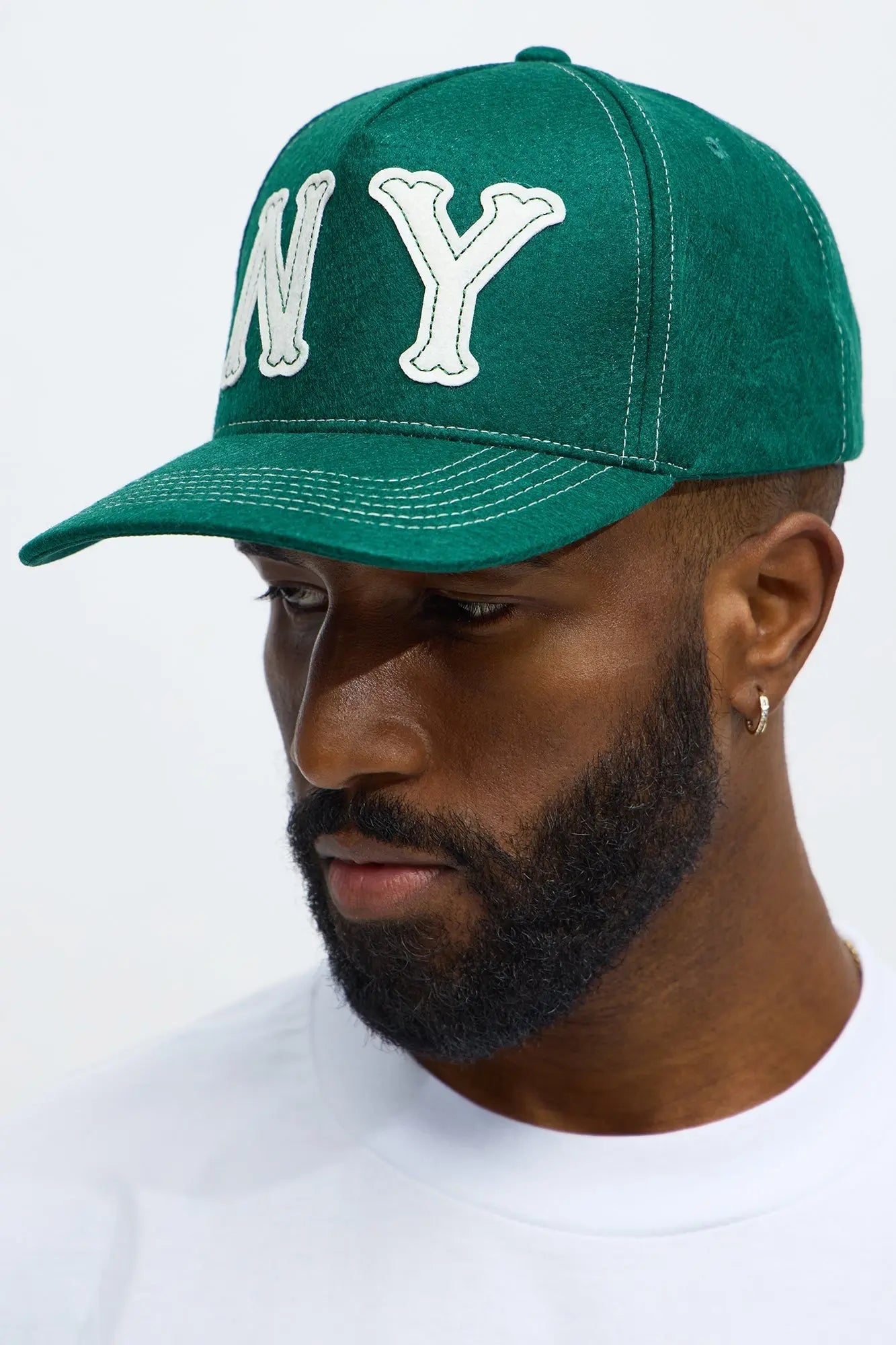 NY Contrast Stitch Textured Snapback Hat - Green