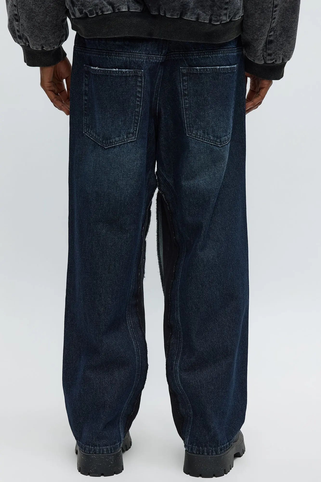 Baggy Double Waist Two Tone Jean - Indigo