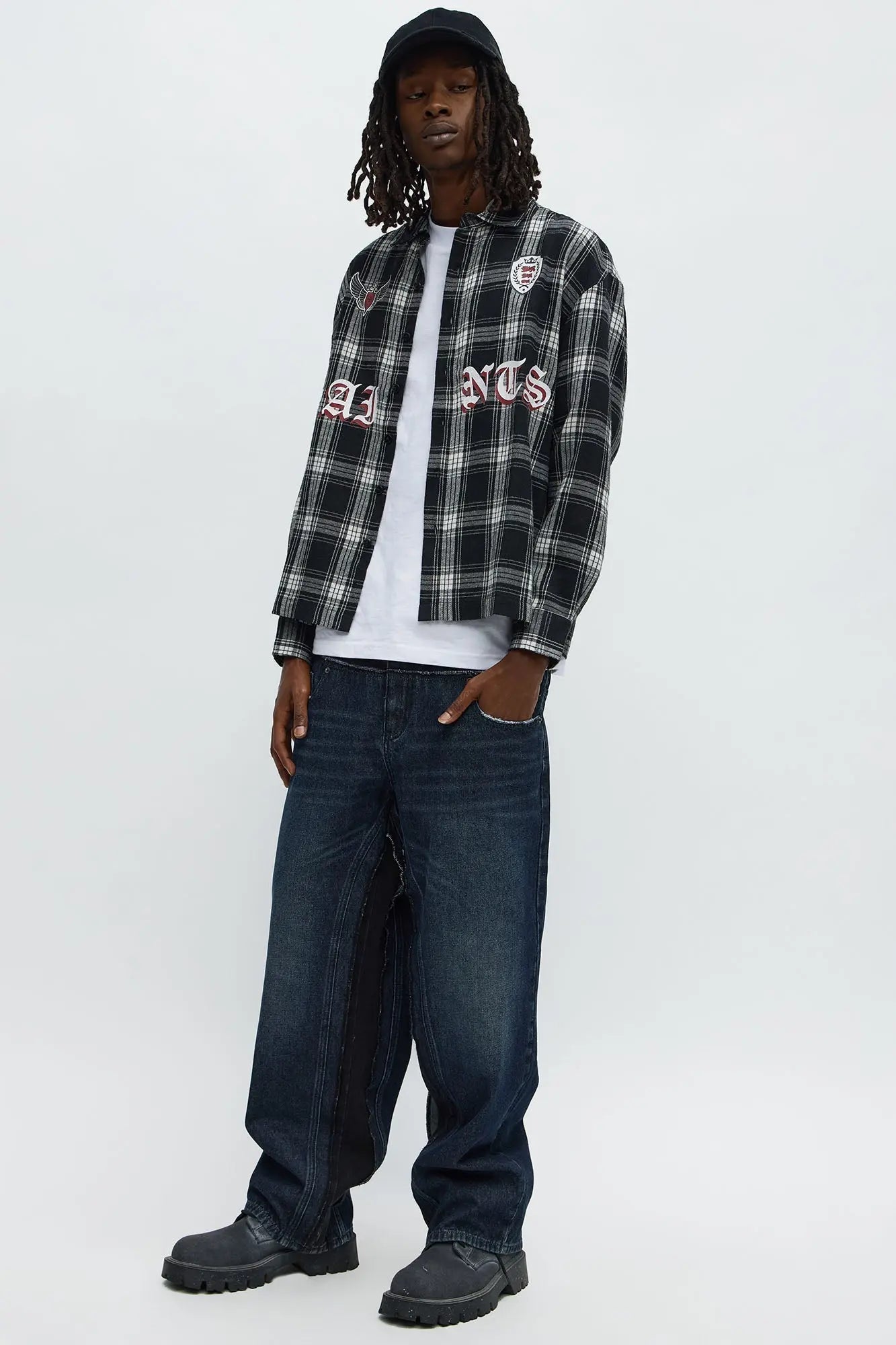 Saints Patched Up Printed Flannel - Black/White