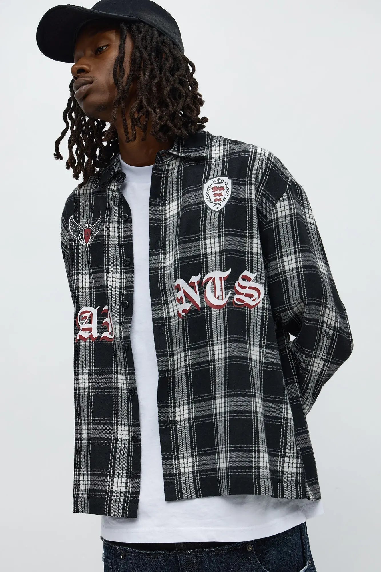 Saints Patched Up Printed Flannel - Black/White