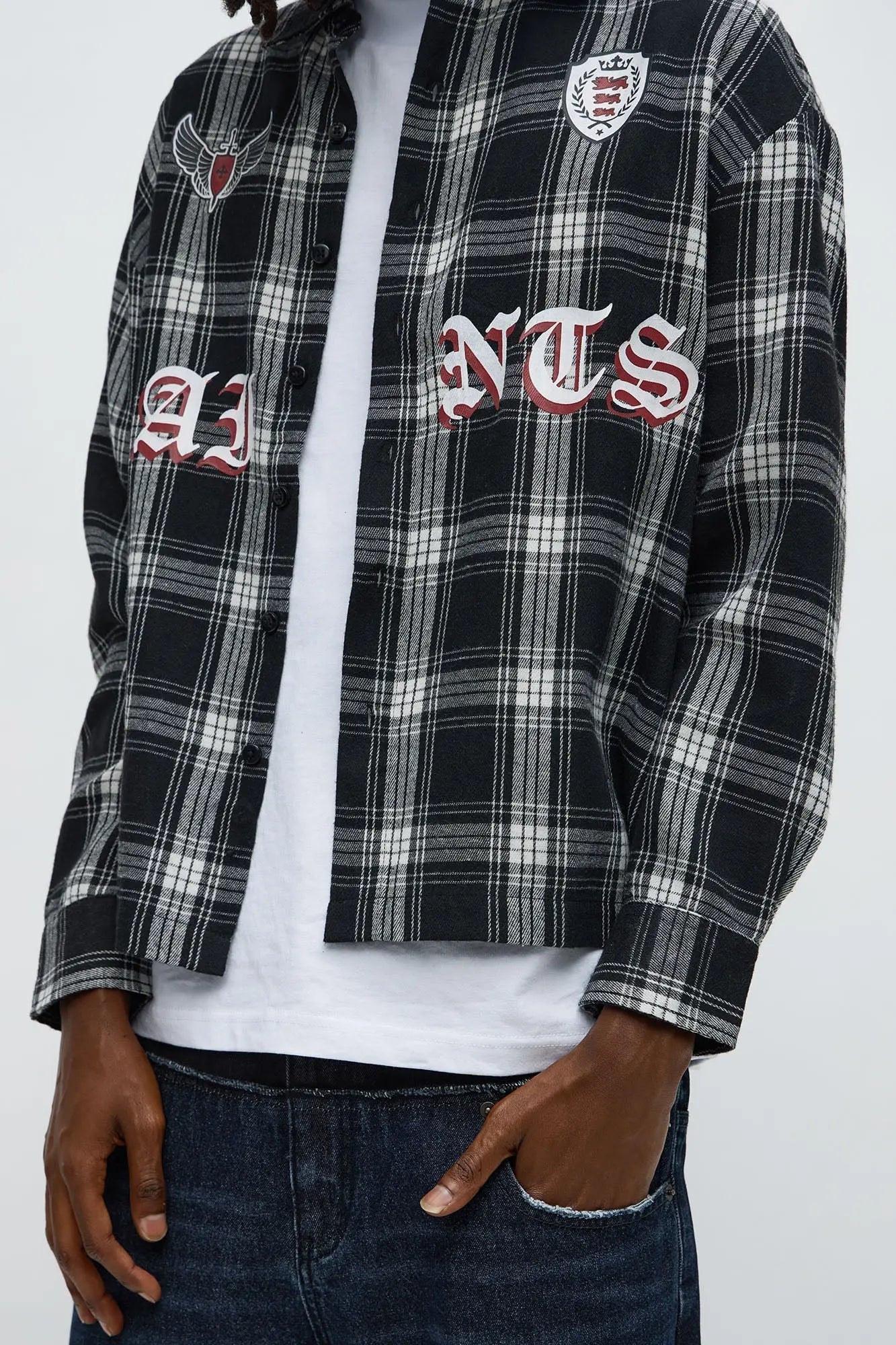 Saints Patched Up Printed Flannel - Black/White