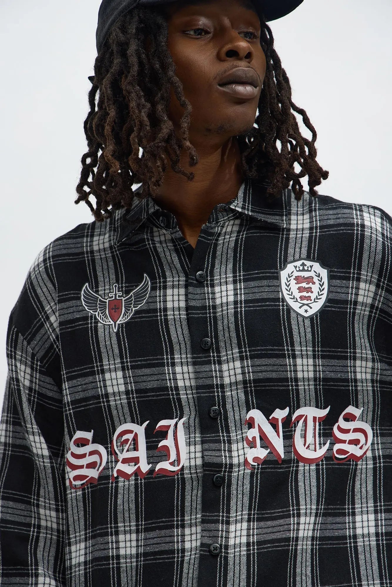 Saints Patched Up Printed Flannel - Black/White