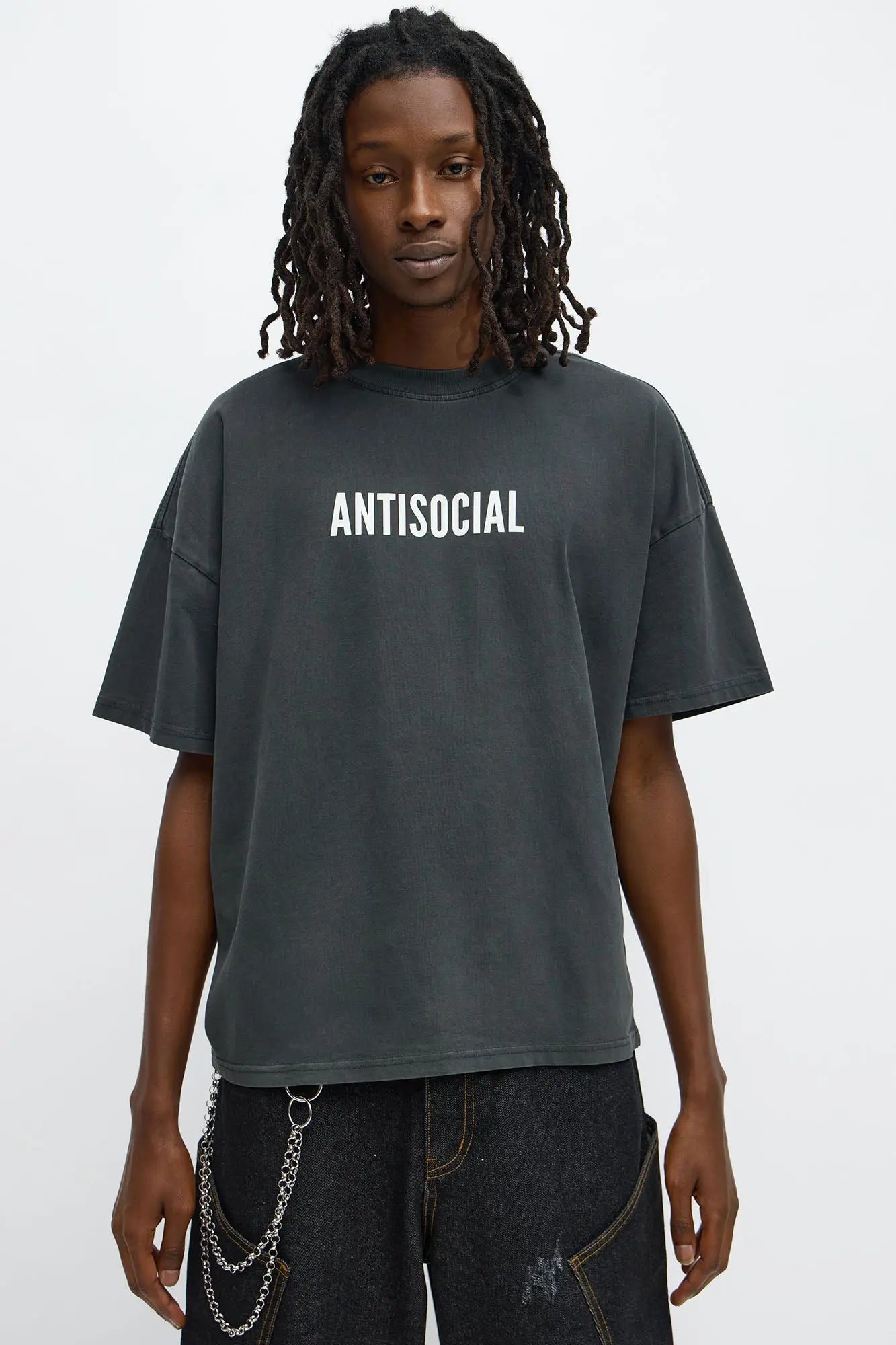 Antisocial Oversized Short Sleeve Tee - Black Wash