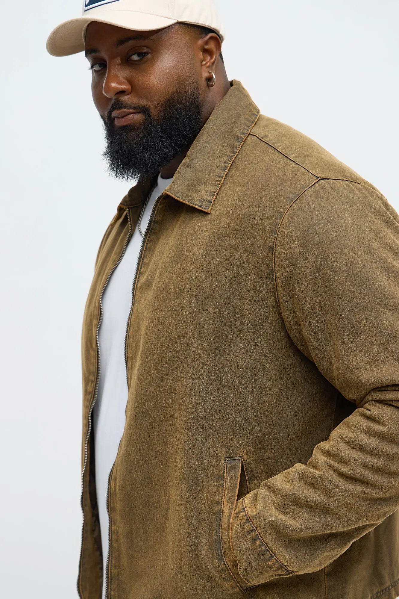 Flocked Zip Work Jacket - Brown/combo