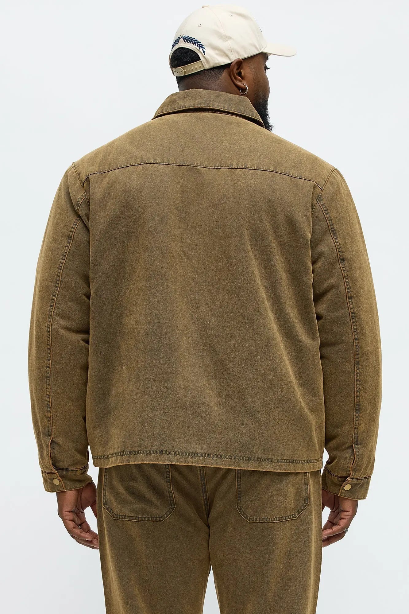 Flocked Zip Work Jacket - Brown/combo