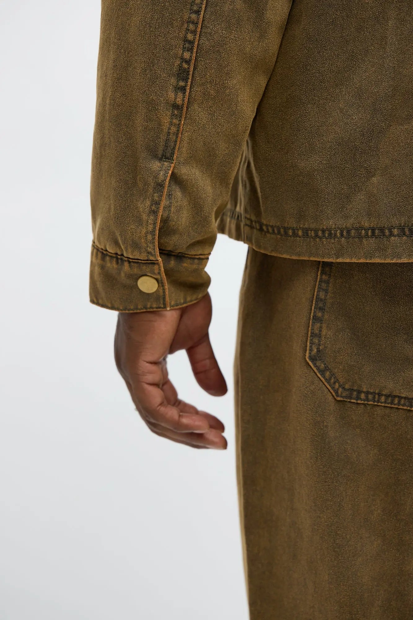 Flocked Zip Work Jacket - Brown/combo