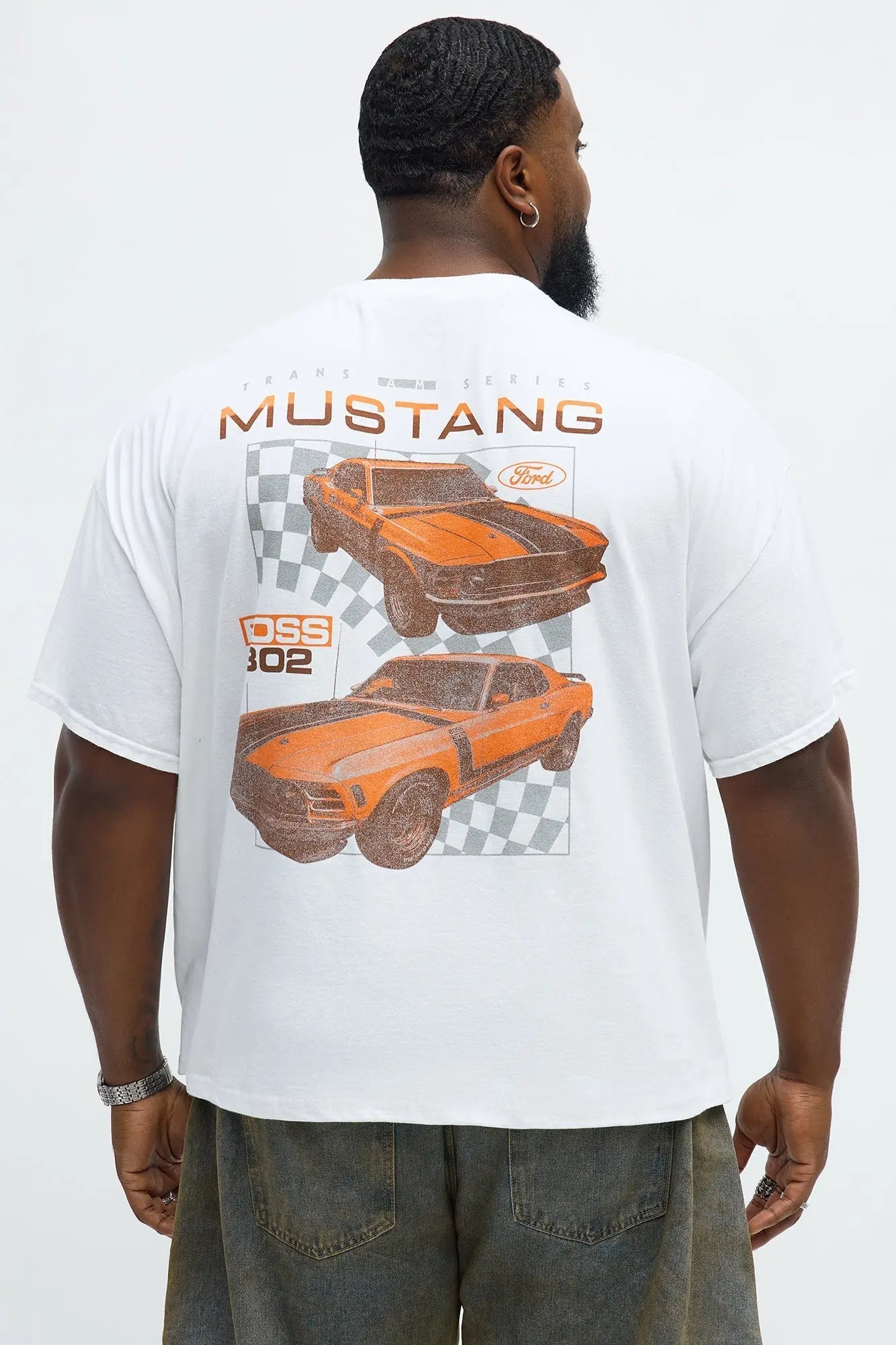 Ford Mustang Boss 302 Boxy Short Sleeve Tee - White Wash