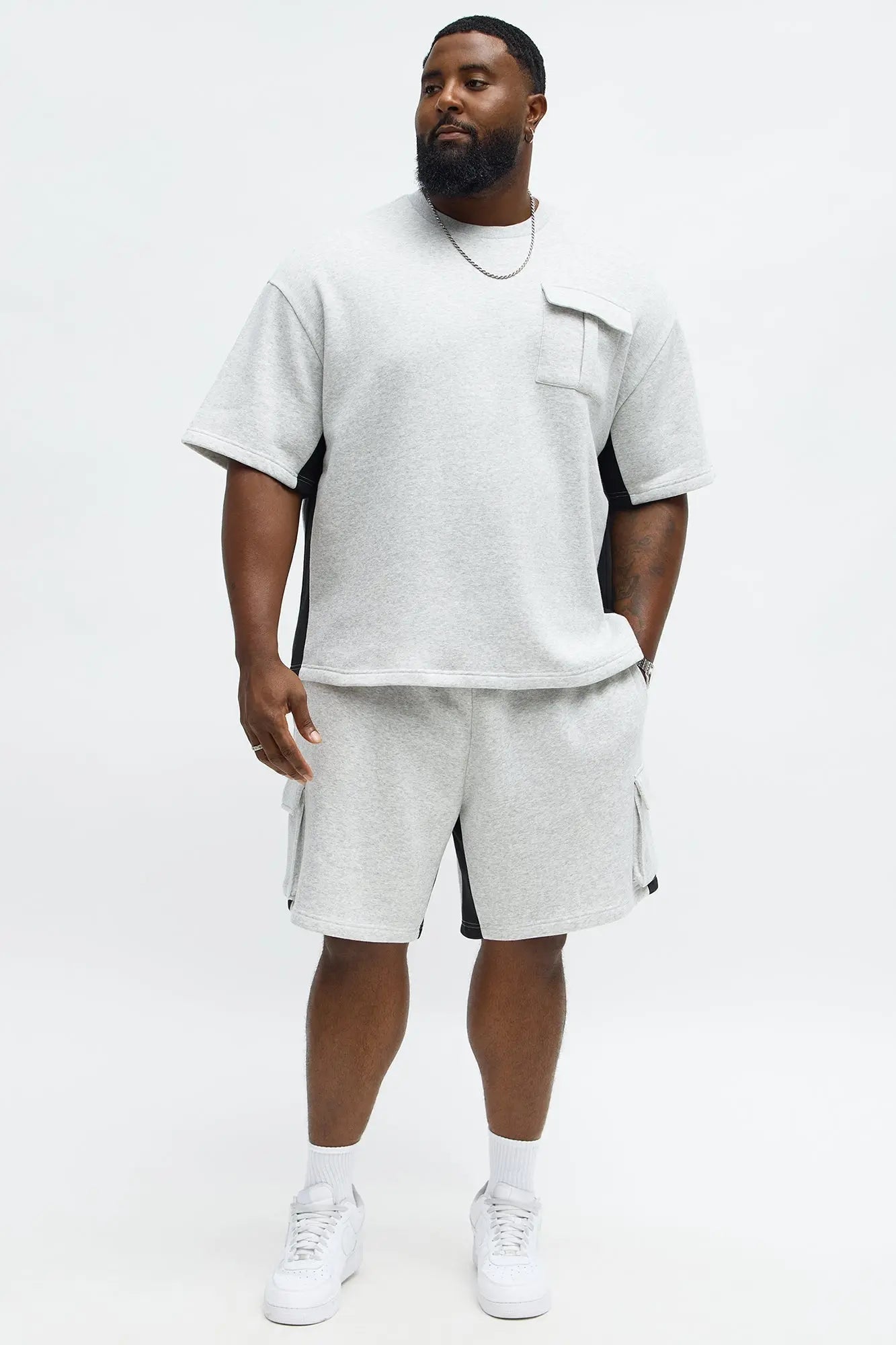Tyson Paneled Cargo Short Sleeve Tee - Heather/Combo