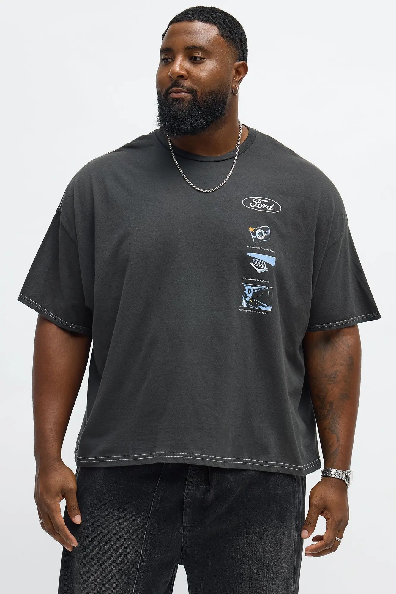 Ford Mustang 66 Boxy Short Sleeve Tee - Black Wash