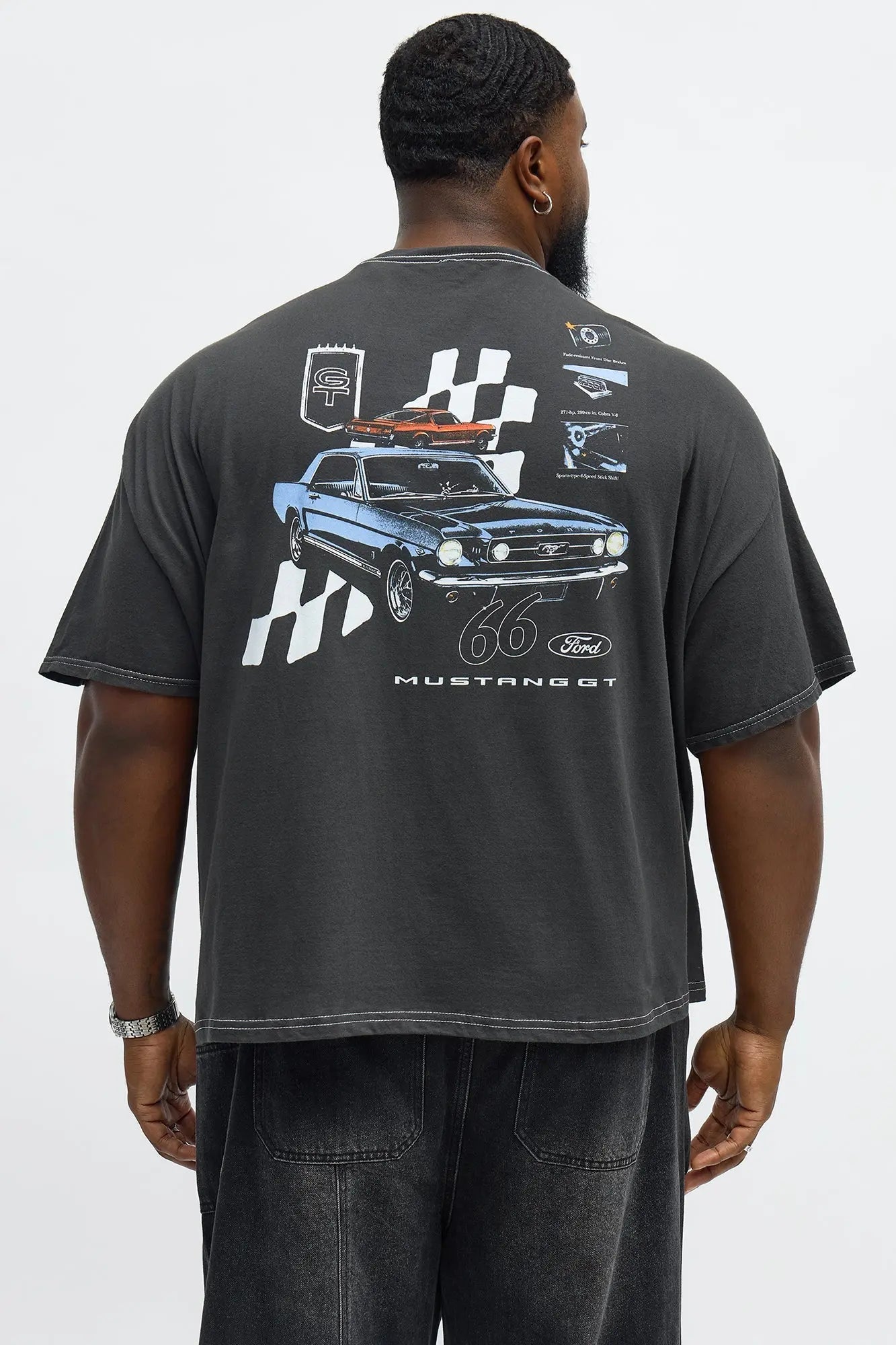 Ford Mustang 66 Boxy Short Sleeve Tee - Black Wash