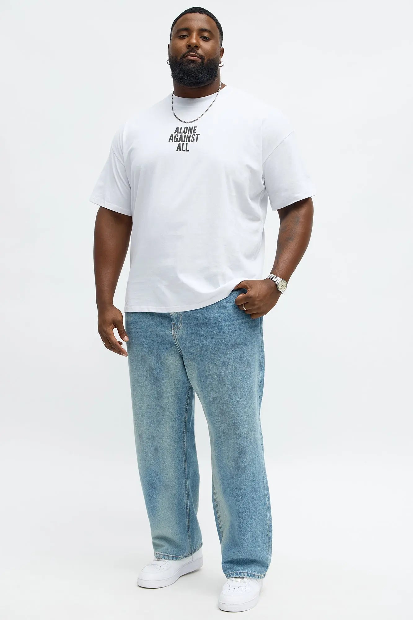 Against All Oversized Short Sleeve Tee - White