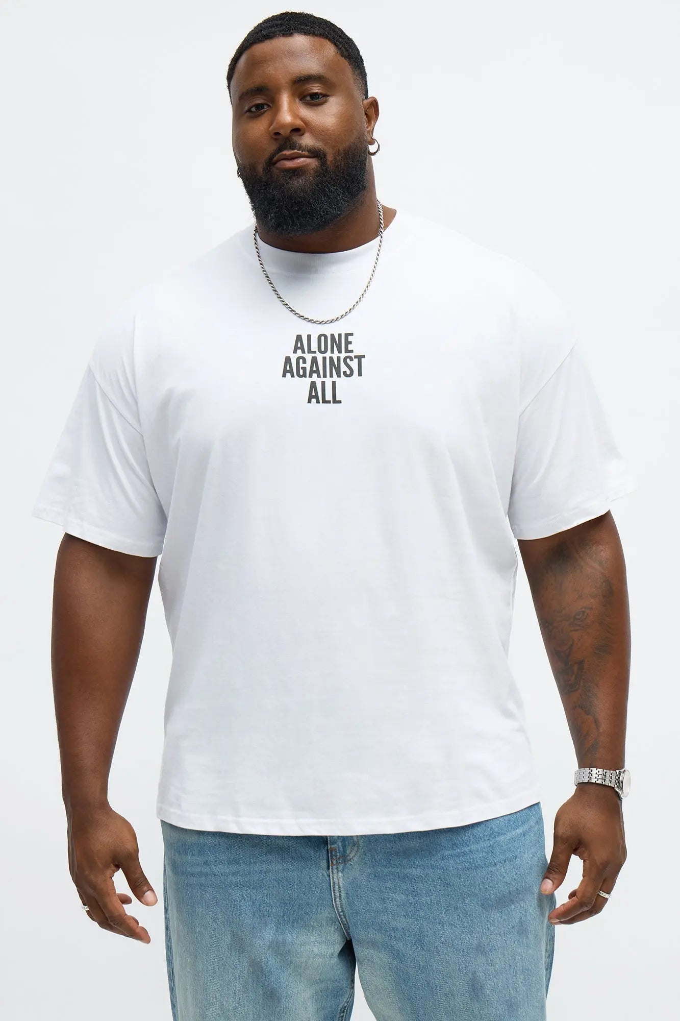 Against All Oversized Short Sleeve Tee - White