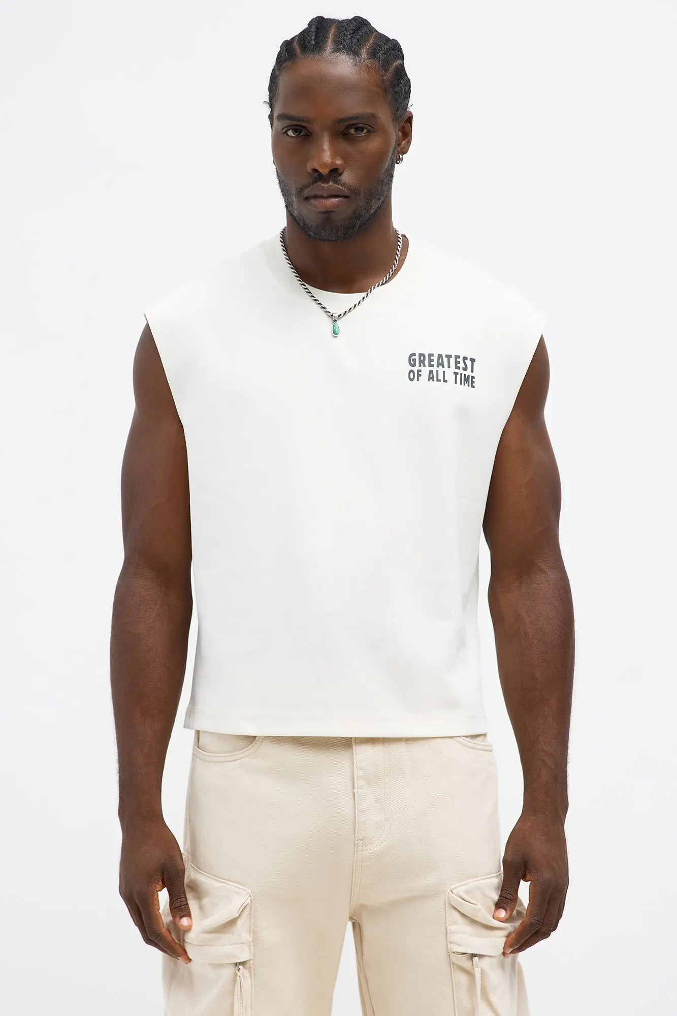Greatest Of All Time Muscle Tee - Cream