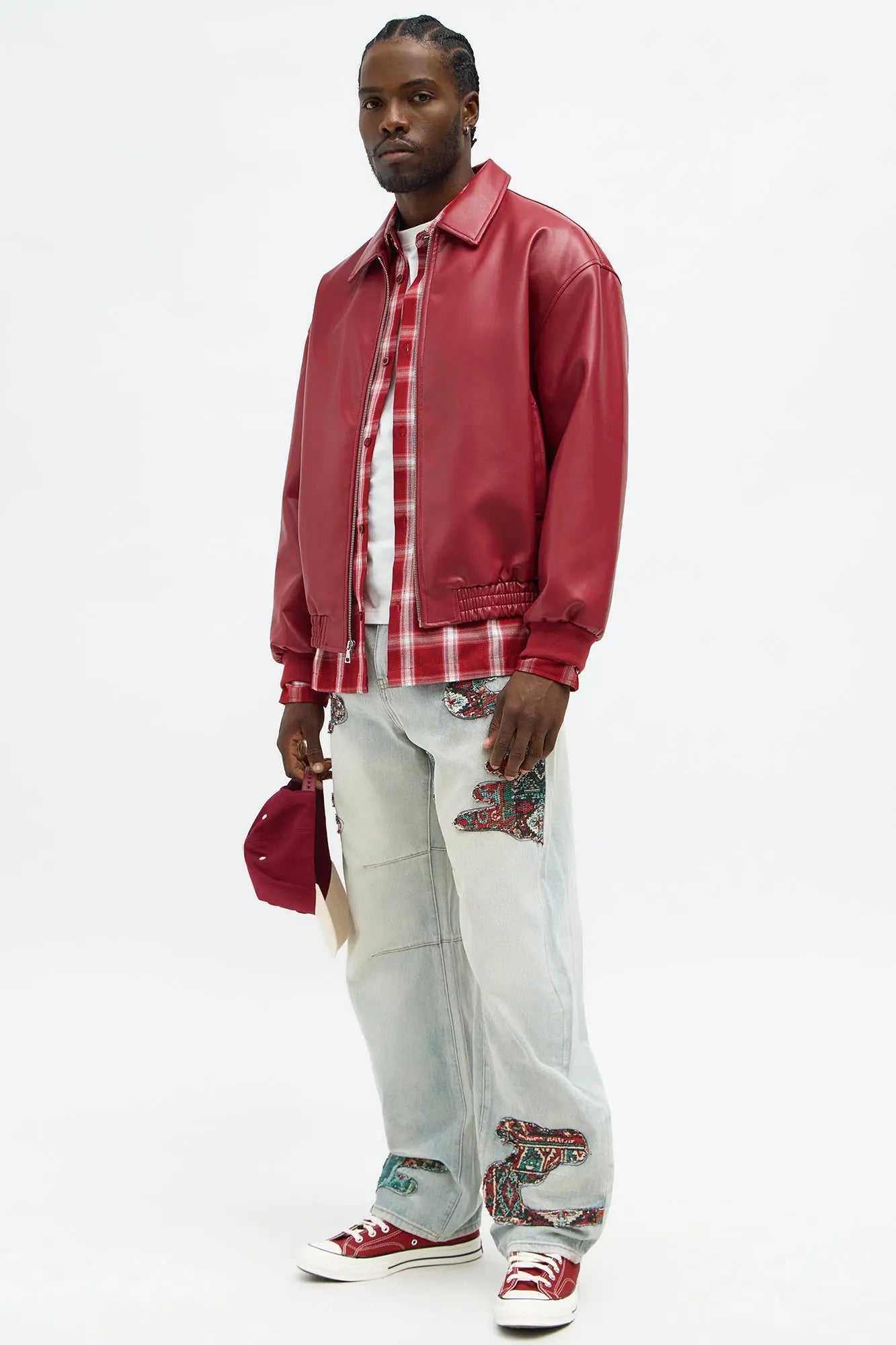 Barrel Patched Tapestry Jeans - Light Blue Wash
