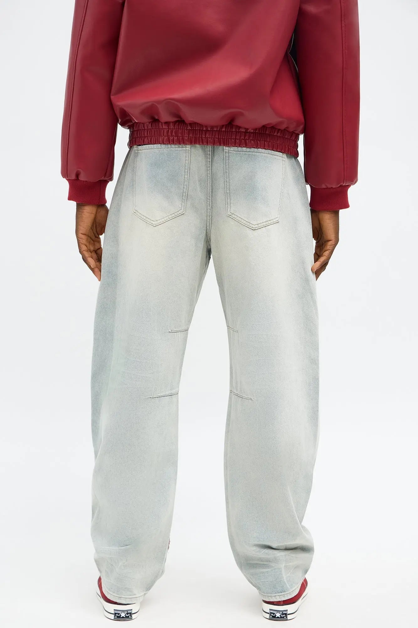 Barrel Patched Tapestry Jeans - Light Blue Wash