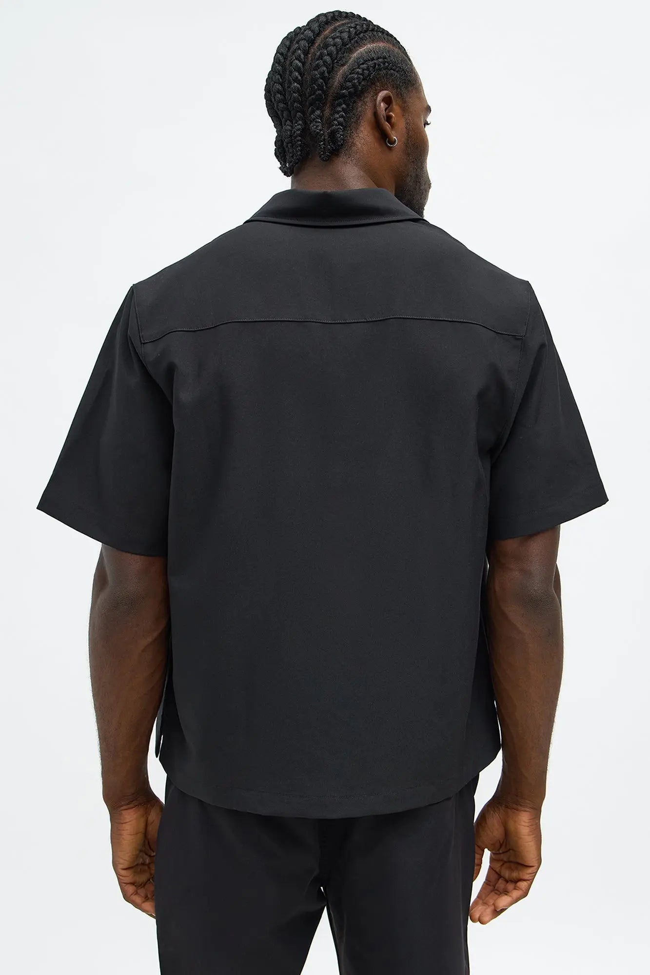 Erod Hidden Placket Button Up Shirt - Black