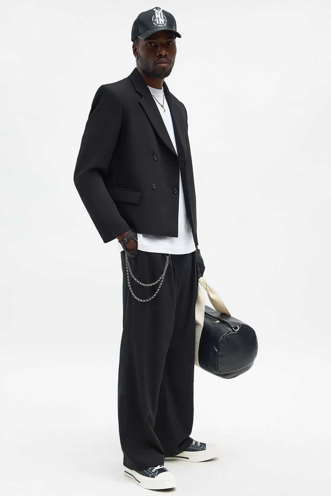 Ronan Cropped Double Breasted Blazer - Black