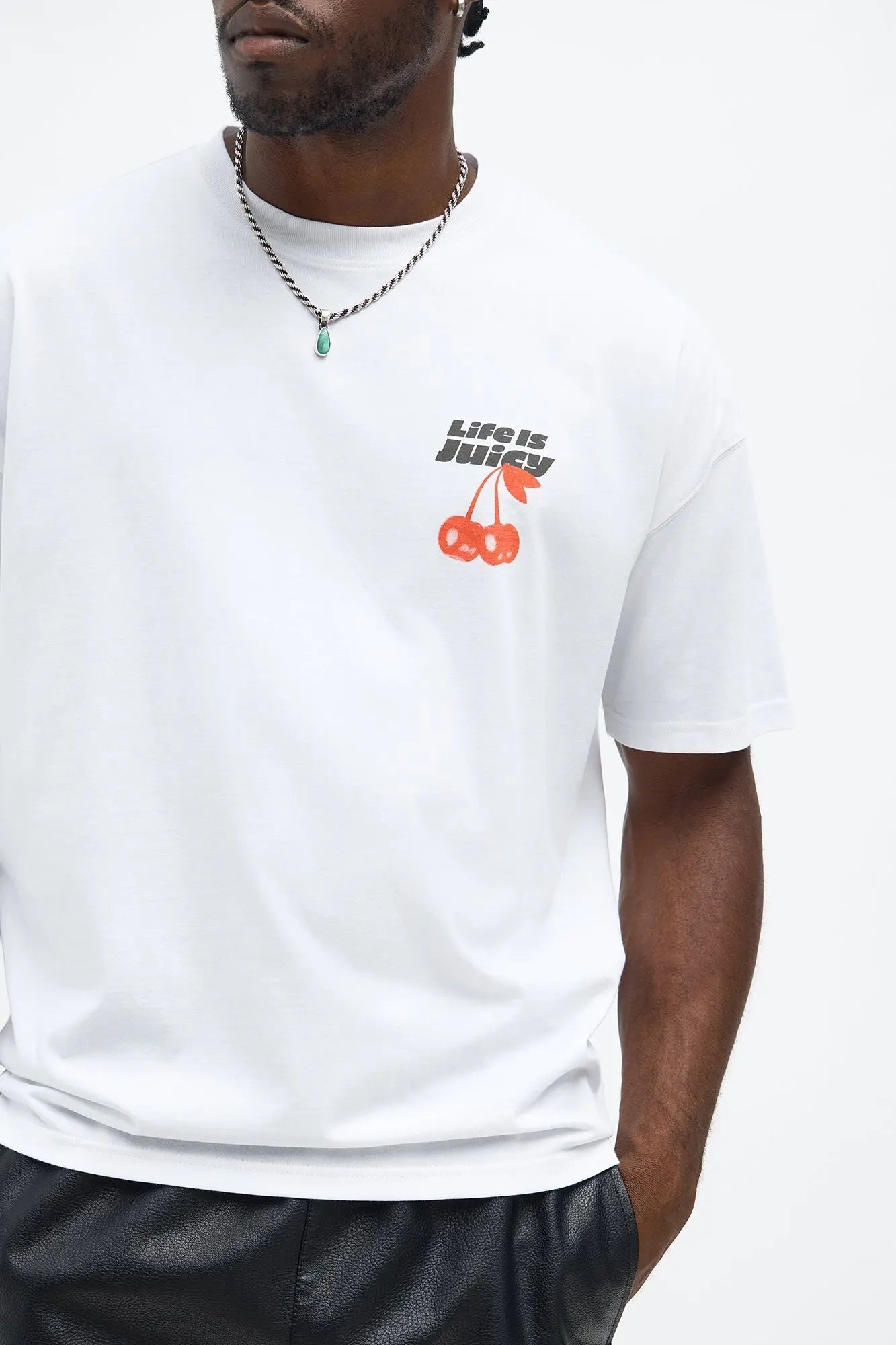 Life Is Juicy Oversized Short Sleeve Tee - White