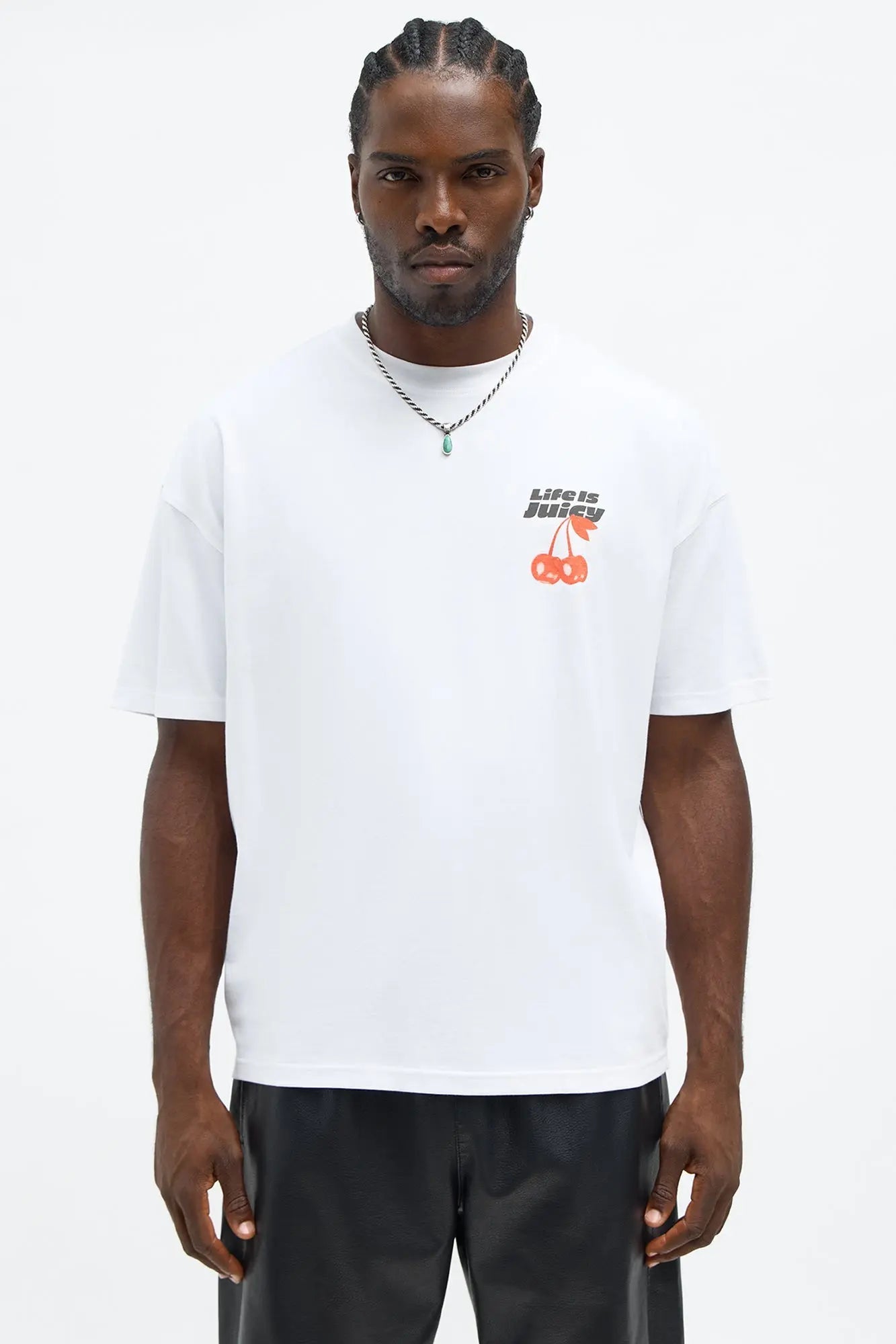 Life Is Juicy Oversized Short Sleeve Tee - White