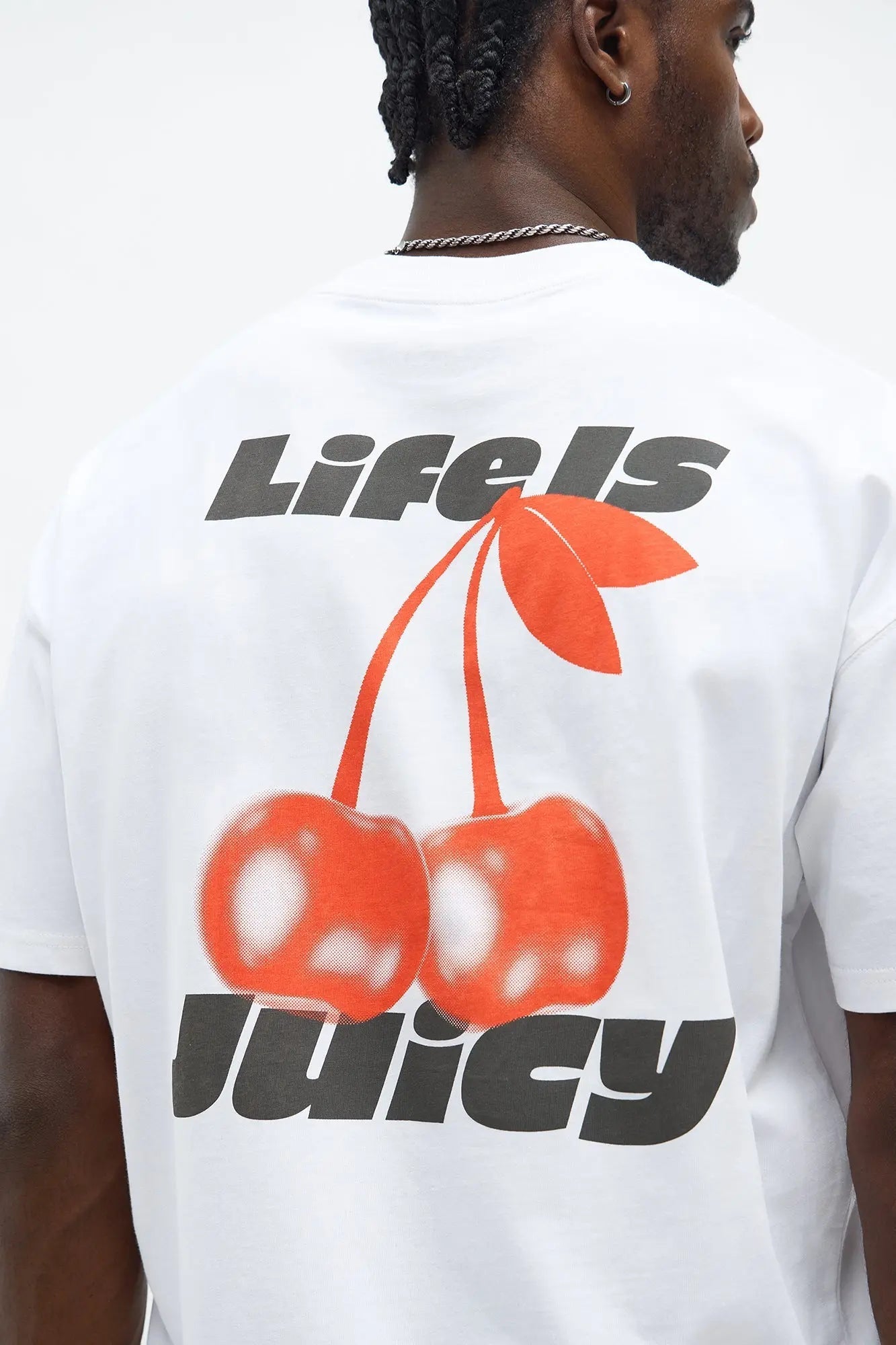 Life Is Juicy Oversized Short Sleeve Tee - White