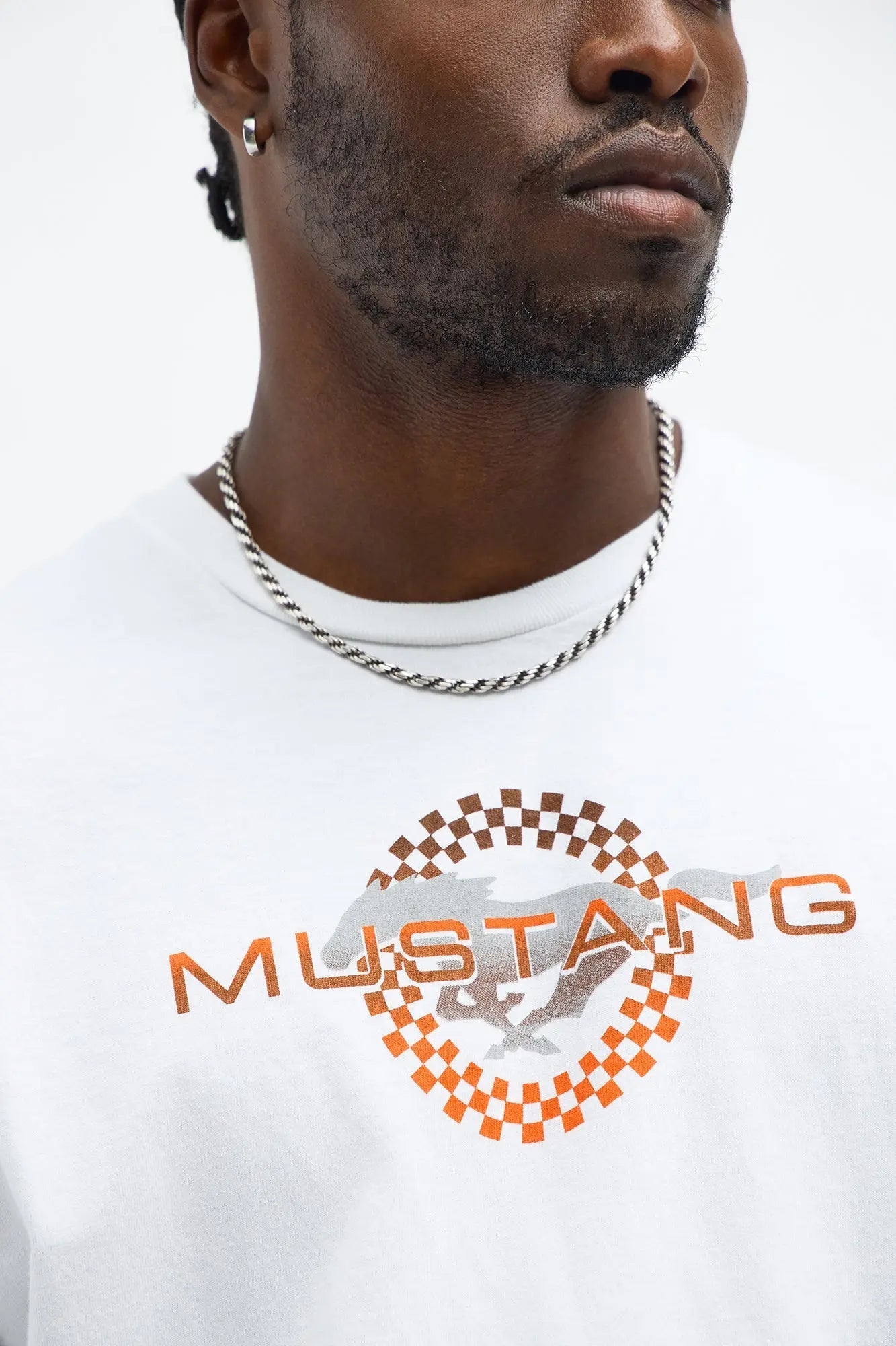 Ford Mustang Boss 302 Boxy Short Sleeve Tee - White Wash