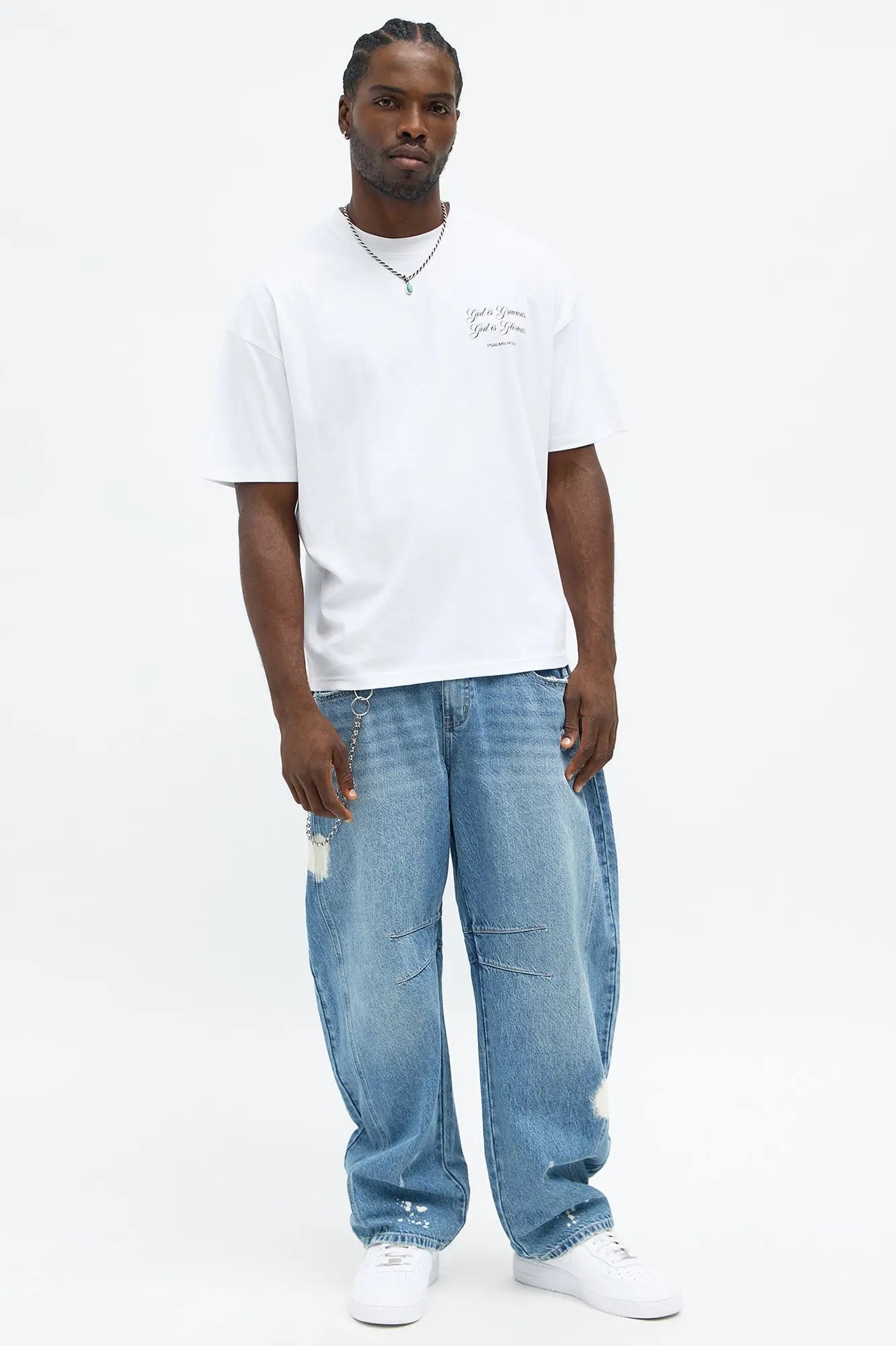 God Is Gracious Oversized Short Sleeve Tee - White