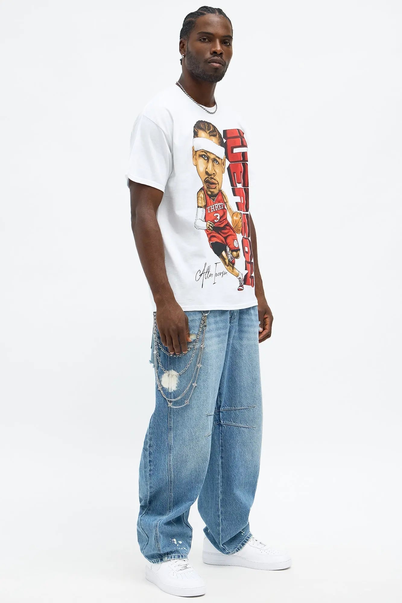 Allen Iverson The Answer Oversized Short Sleeve Tee - White