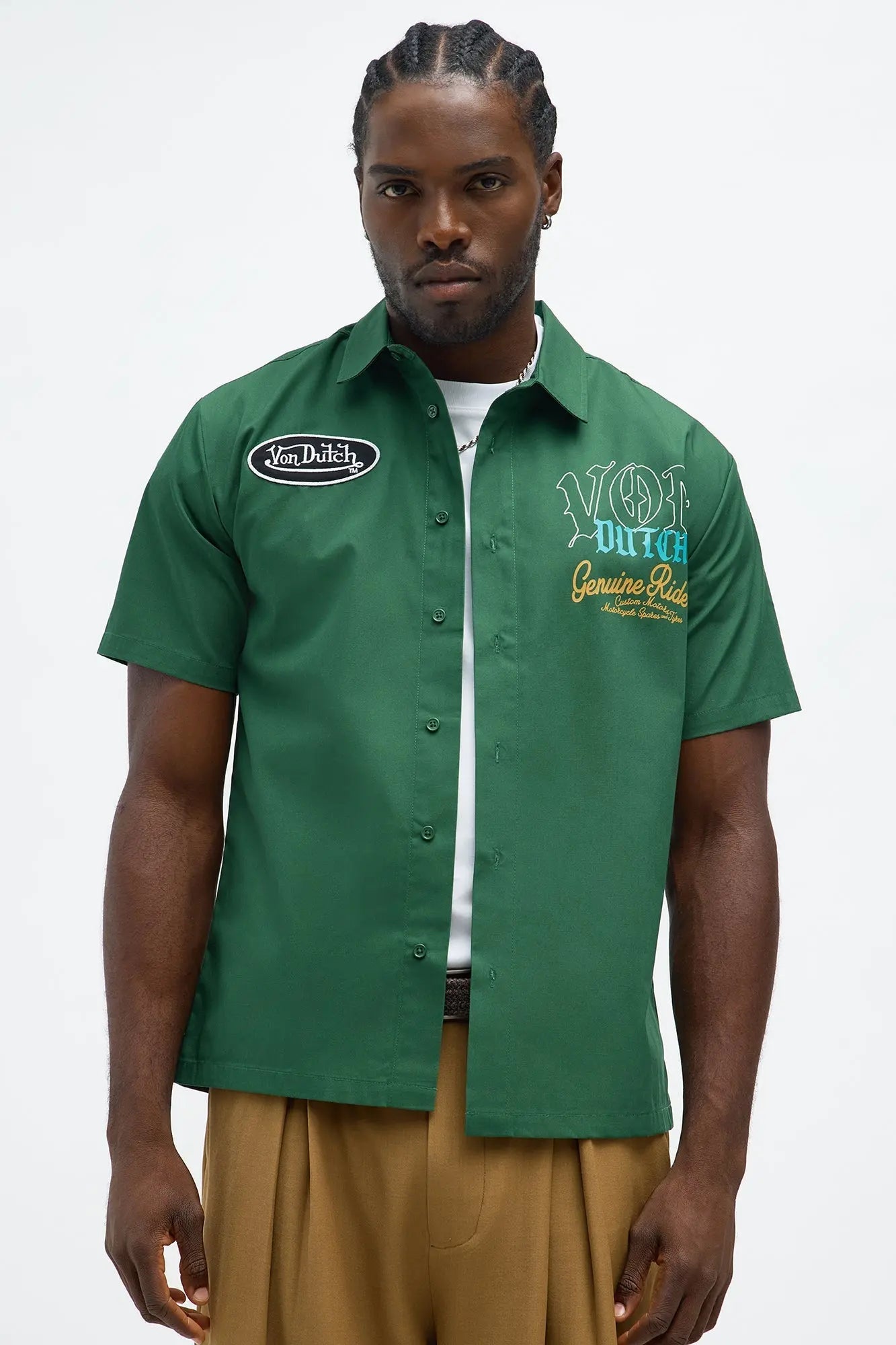 Von Dutch Genuine Riders Button Up Shirt - Green