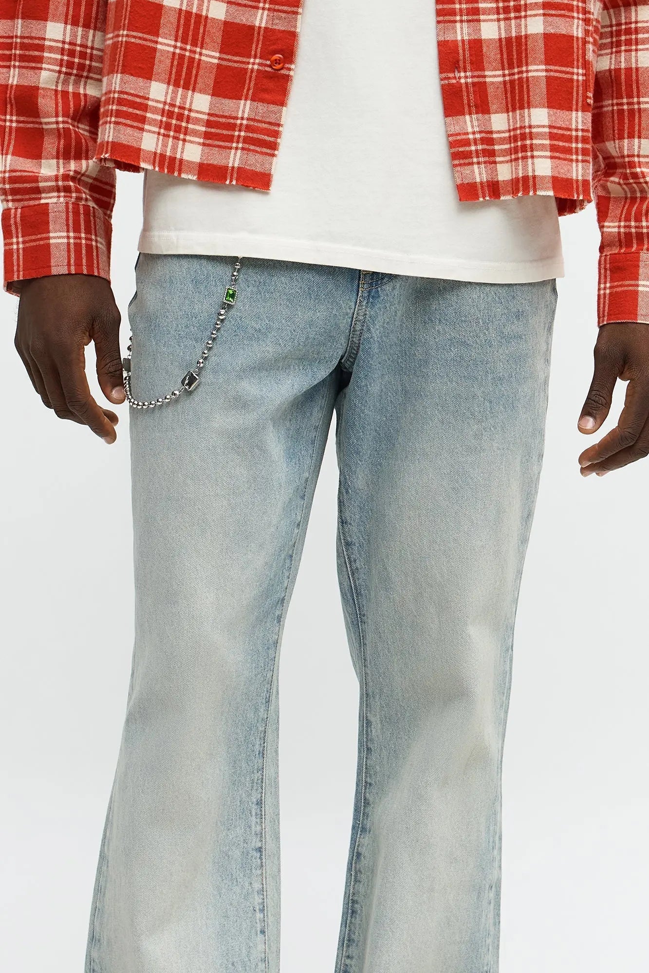 Straight Flare Snapped In Jean - Vintage Blue Wash